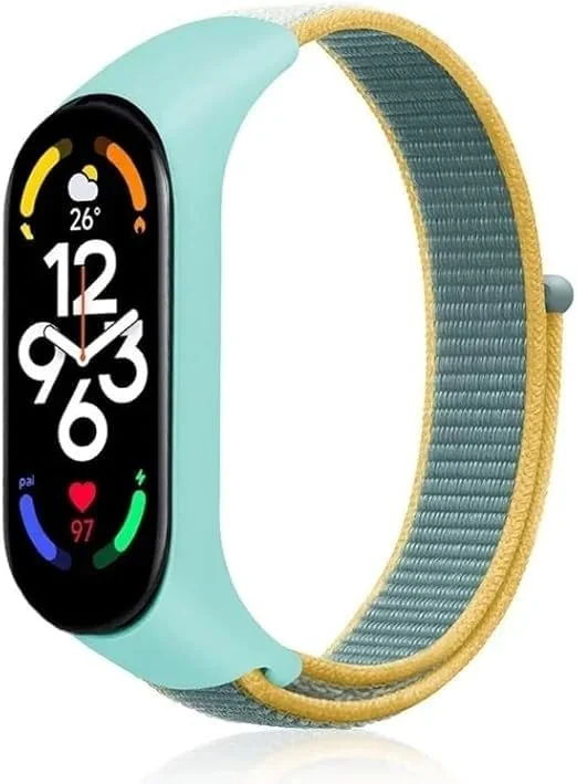 DL3 Mobilak Nylon Sport Band Compatible with Xiaomi Mi Band 7/Mi Band 6/Mi Band 5/Mi Band 4/Mi Band 3/Amazfit Band 5 for Women Men, Soft Adjustable Breathable Sport Loop Watch Strap - Bright Sun
