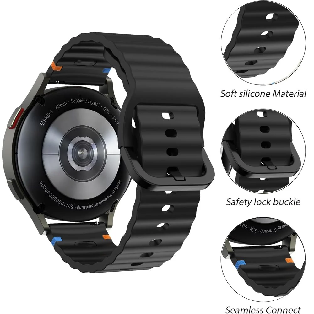 DL3 Mobilak Silicone Sport Band 22MM Strap For Xiaomi Redmi Watch 5 Actie/5 Lite/Samsung Galaxy Watch 3 45mm/Watch 46mm/Gear S3/Huawei watch GT5 GT4 GT3 GT2 GT 46MM/GT2E/GT3 Pro GT 5 Pro - Black