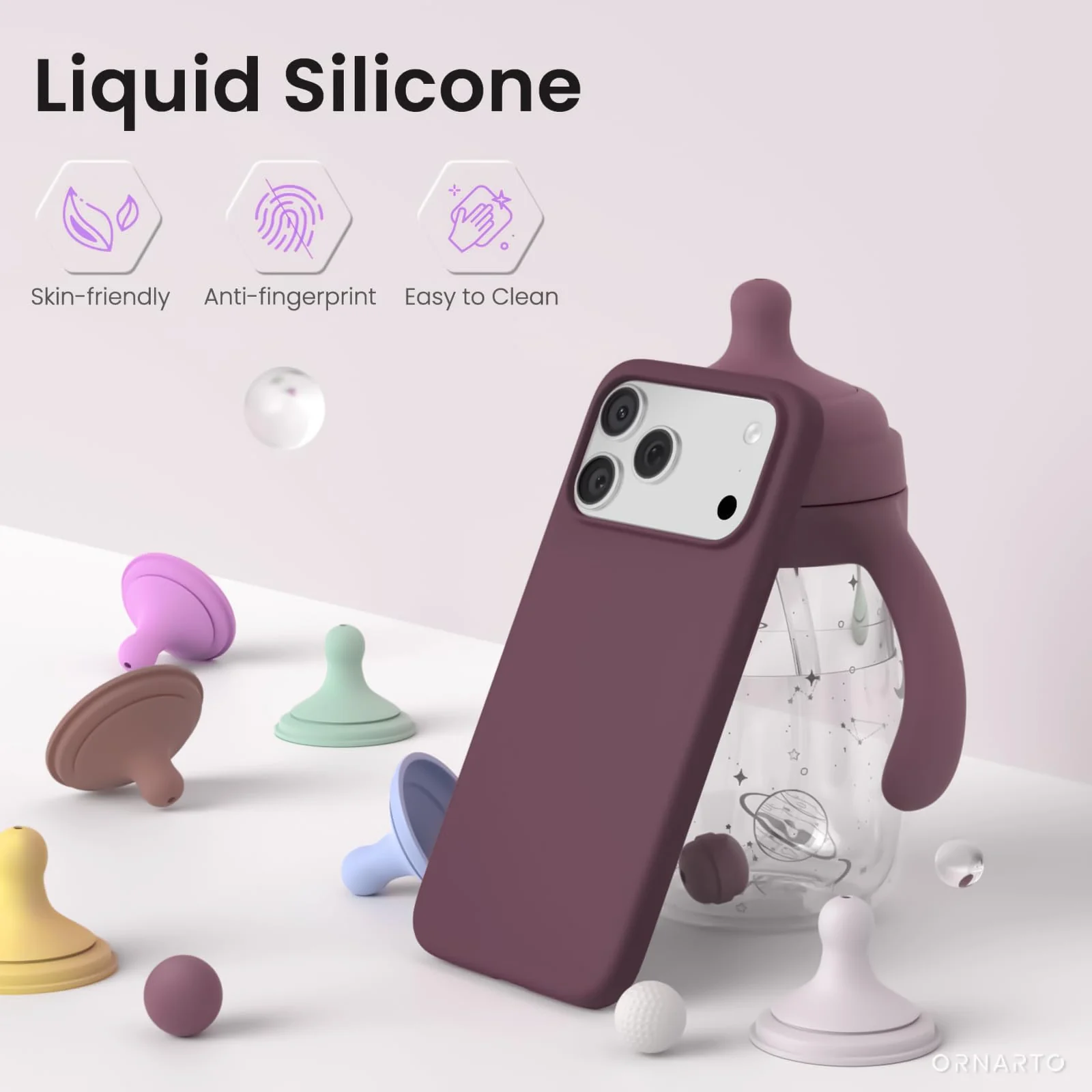 DL3 Mobilak Liquid Silicone Protective Case with Soft Microfiber Lining for iPhone 17 Pro Max 6.9-Inch - Cashmere