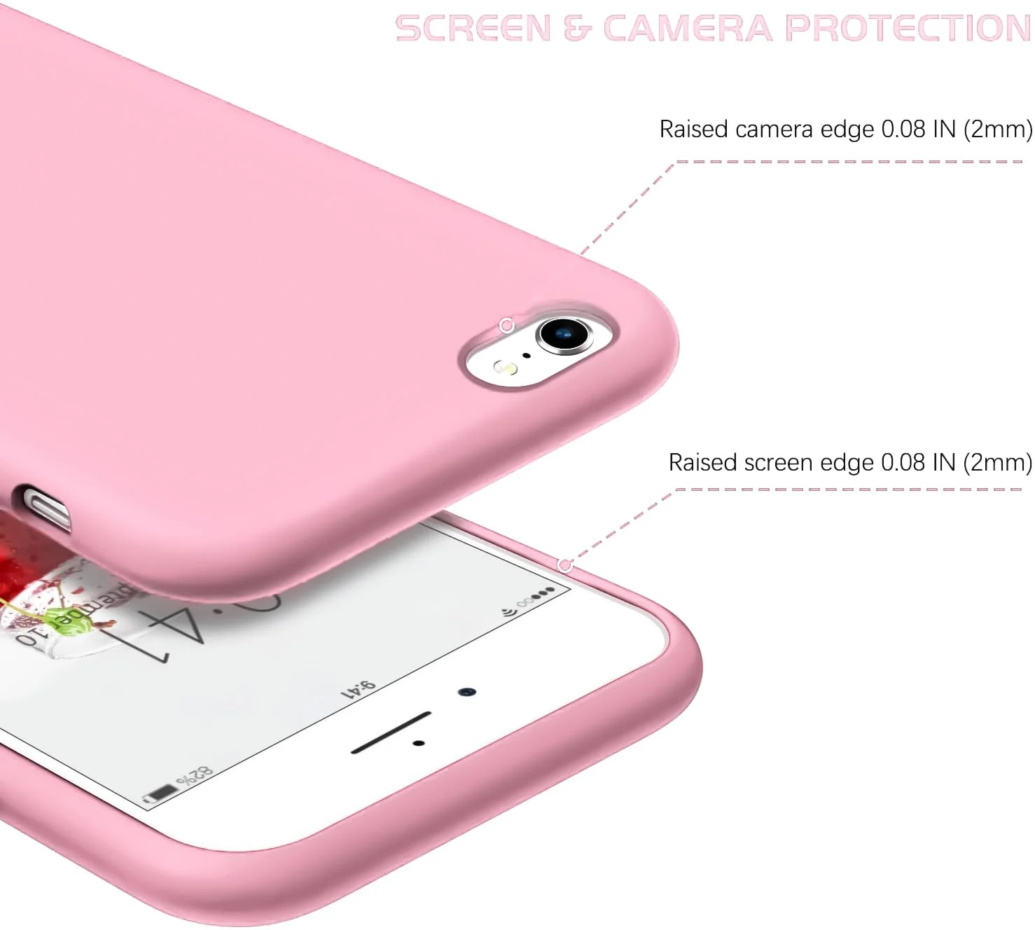 DL3 Mobilak Liquid Silicone Case for iPhone 6 Plus / 6S Plus, Shock-absorbing protection, Scratch-resistant surface, Soft microfiber lining - Pink