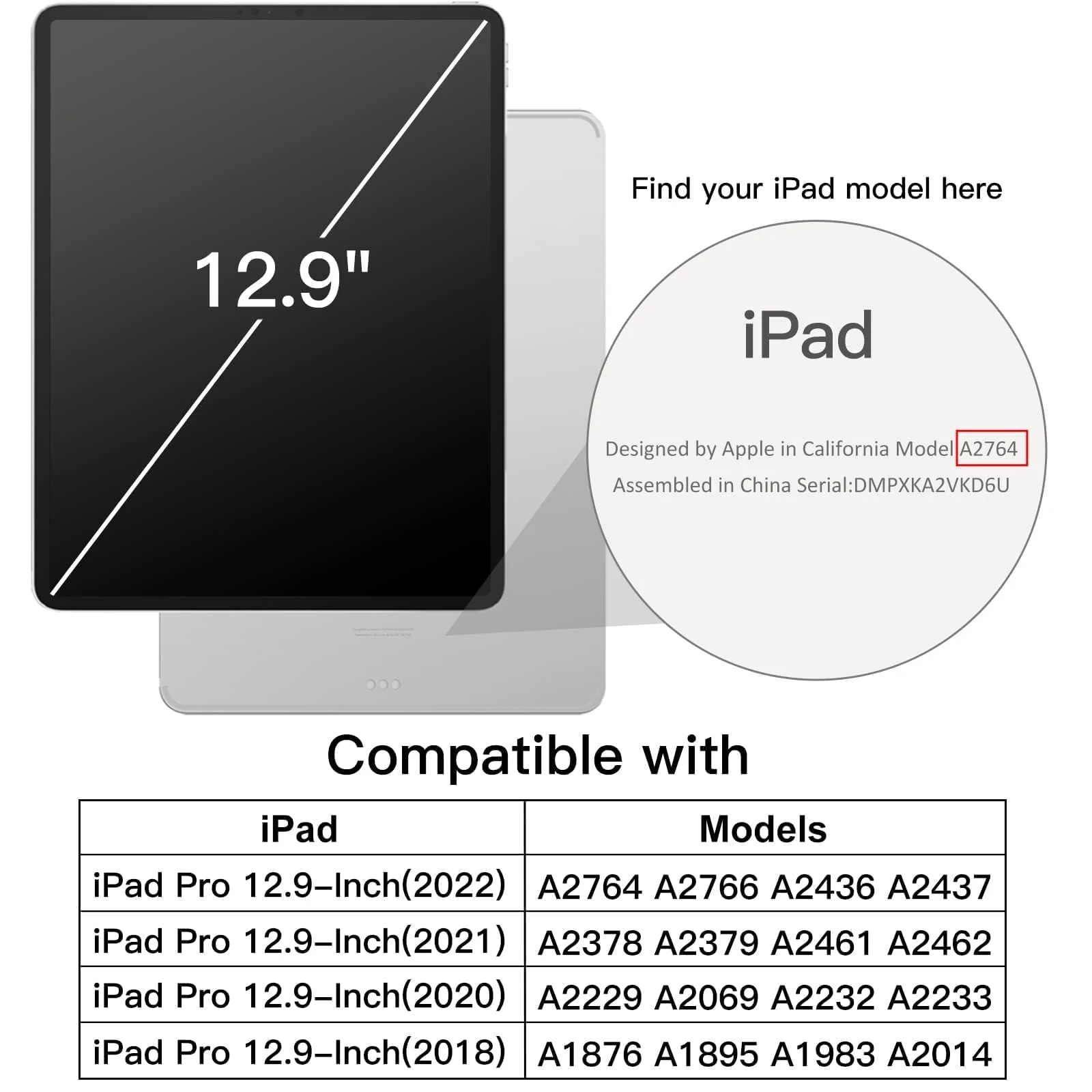 DL3 Mobilak for iPad Pro 12.9 Case 6th/5th/4th/3rd Generation 2022/2021/2020/2018, Clear Shockproof Back Cover Built-in Pencil Holder, Auto Sleep/Wake - Lavender