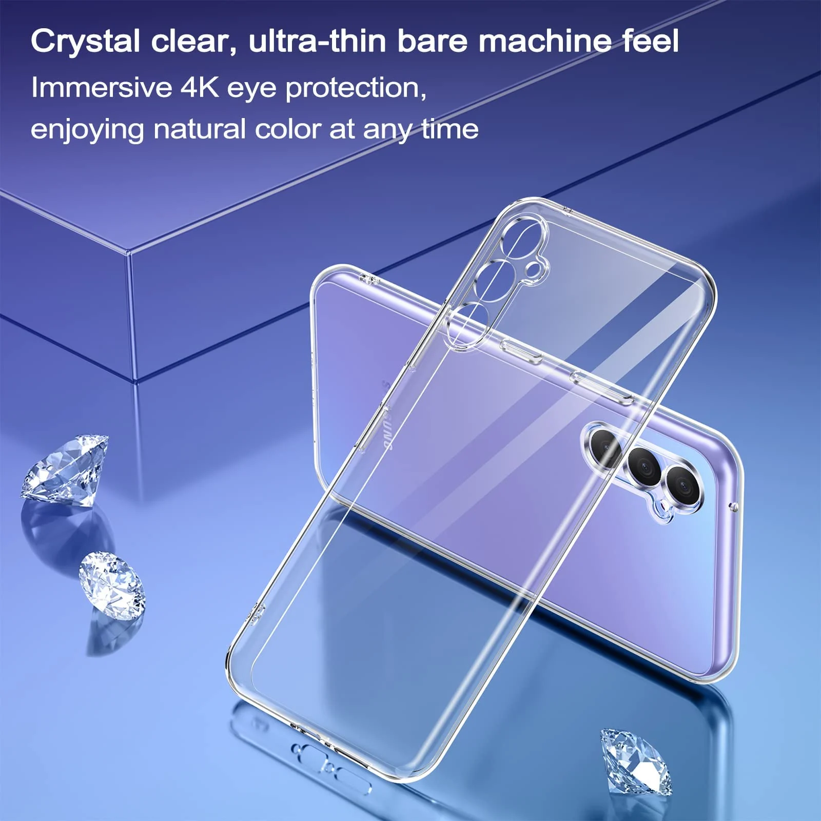 DL3 Mobilak Case Compatible with Samsung Galaxy A34 4G / 5G Case Crystal Soft TPU Gel Case Flexible Silicone Anti-Scratch Camera Protection TPU Cover - Clear