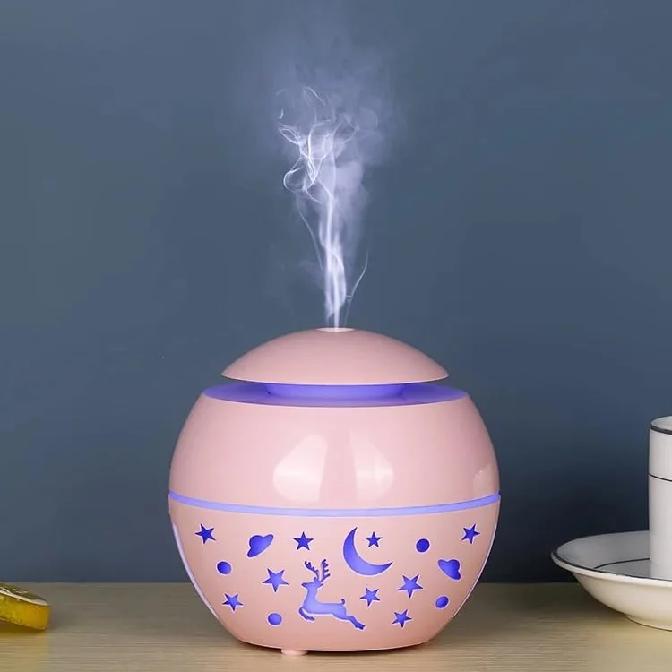 mobigon Wood Cool Mist Ultrasonic Humidifier for Room Moisture, Aroma Diffuser for Home, 200ml Essential Oil Diffuser with 7 Colorful Night Light, Auto Shut-Off, Home, Office, car (A.White)