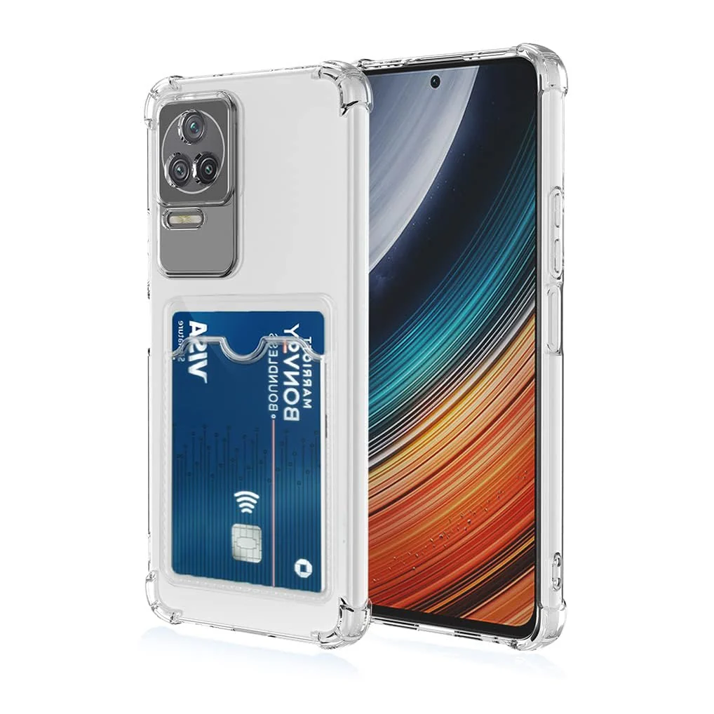 DL3 Mobilak Clear TPU Wallet Case with Card Slot and Camera Protection for Xiaomi Poco F4 / Redmi K40S - Transparent