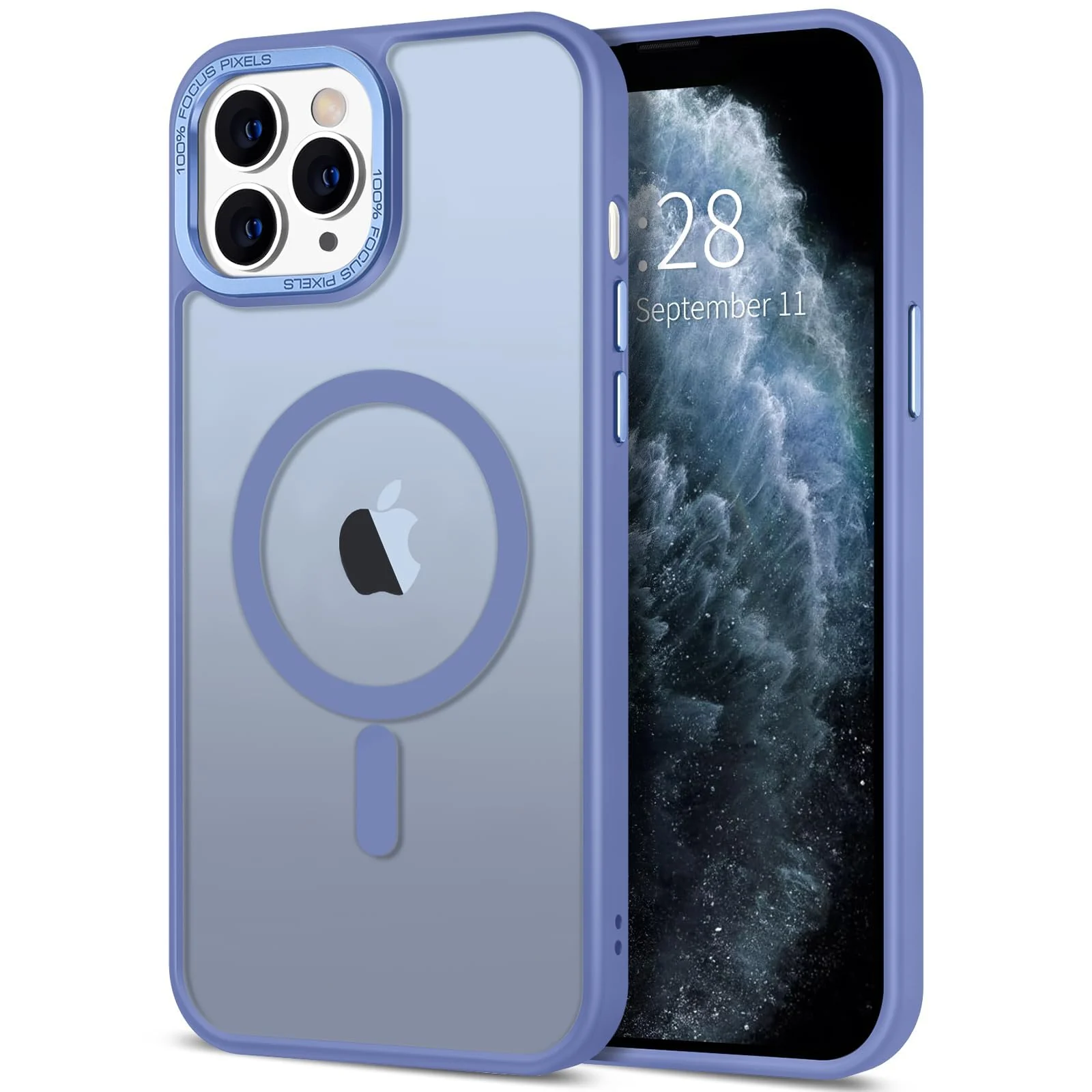 DL3 Mobilak Wallet Case with Card Slot for iPhone 11 Pro with Ring Holder and Magnetic Car-Mount Support - Baby Blue