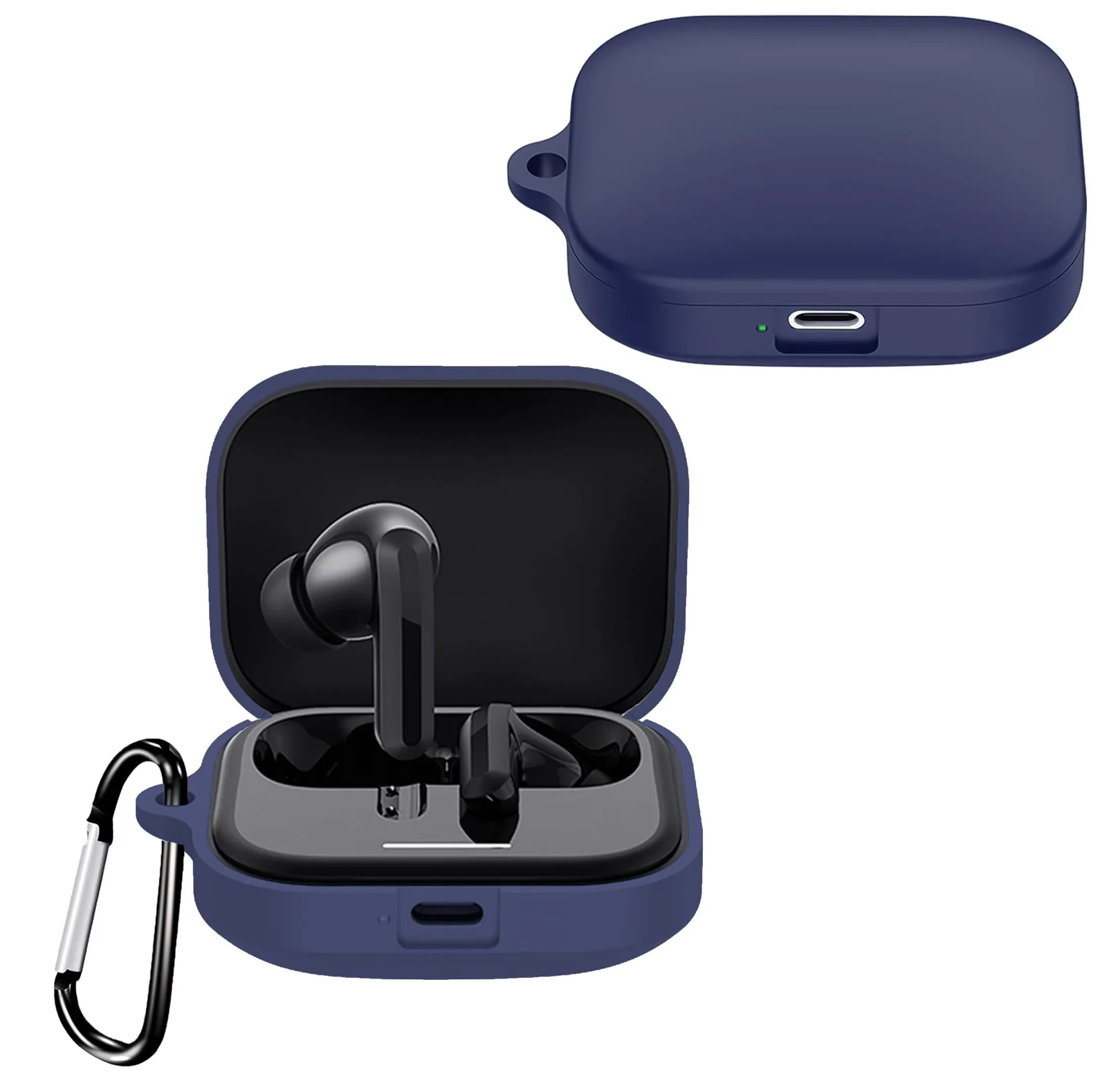 DL3 Mobilak Compatible with Xiaomi Redmi Buds 5 Case Cover, Soft Silicone Shockproof Protective Skin Case for Xiaomi Redmi Buds 5 Wireless Earbuds with Carabiner - Blue