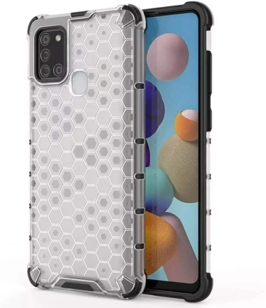 DL3 Mobilak Honeycomb Protective Case for Samsung Galaxy A21s, Shock-absorbing protection, Transparent design, Slim, lightweight profile - Clear