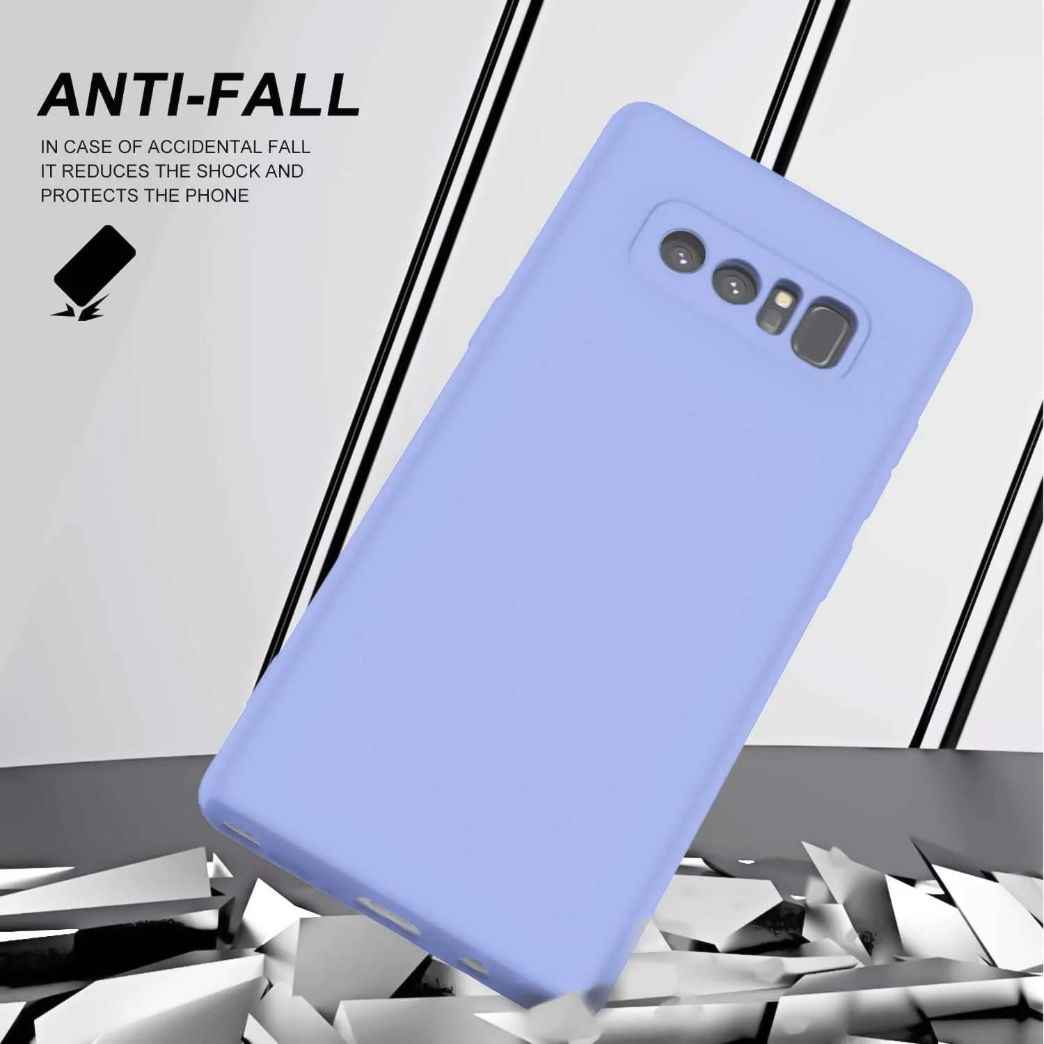 DL3 Mobilak Liquid Silicone Protective Case with Soft Microfiber Lining with Full Camera Protection for Samsung Galaxy Note 8 - Baby Blue