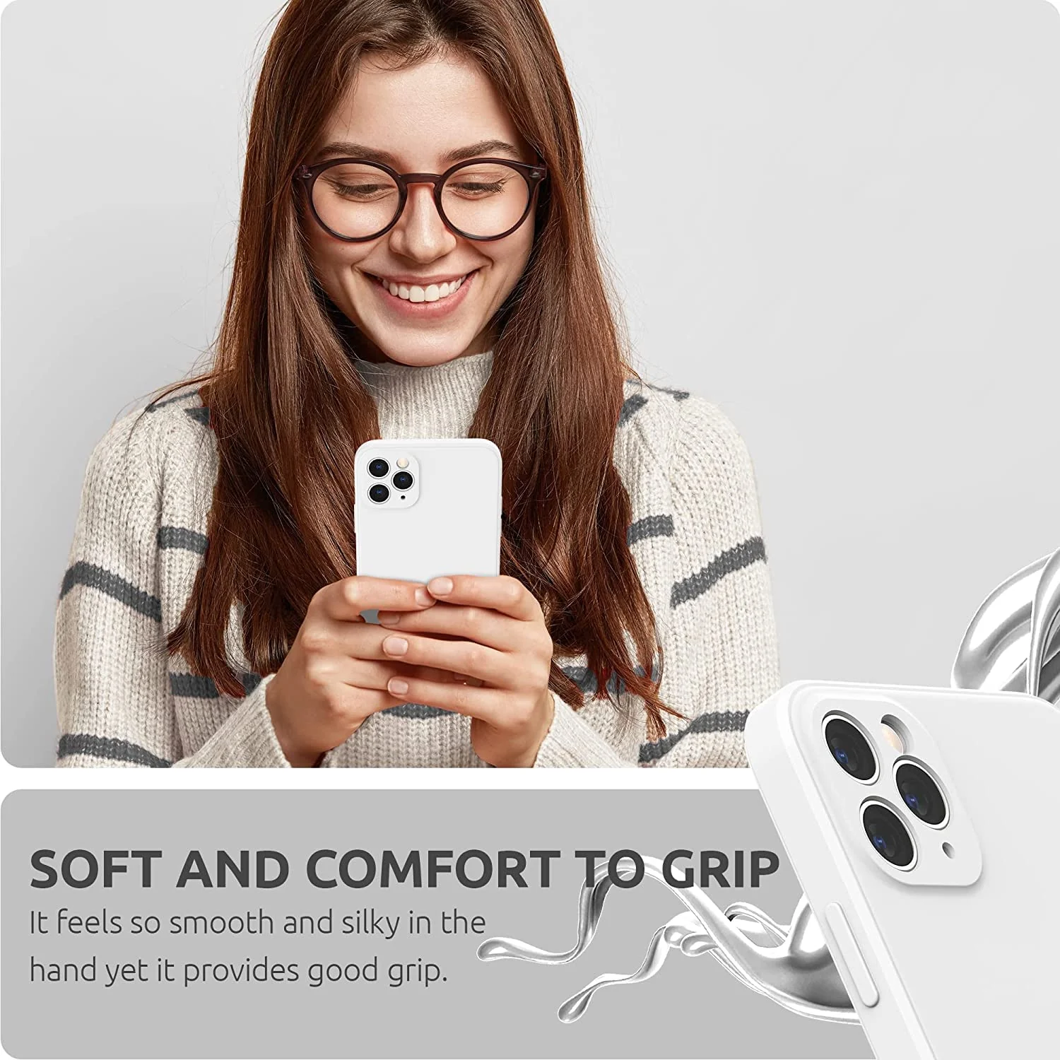 DL3 Mobilak Liquid Silicone Protective Case for iPhone 11 Pro Max (6.5 Inch) with Camera Protection and Microfiber Lining - White