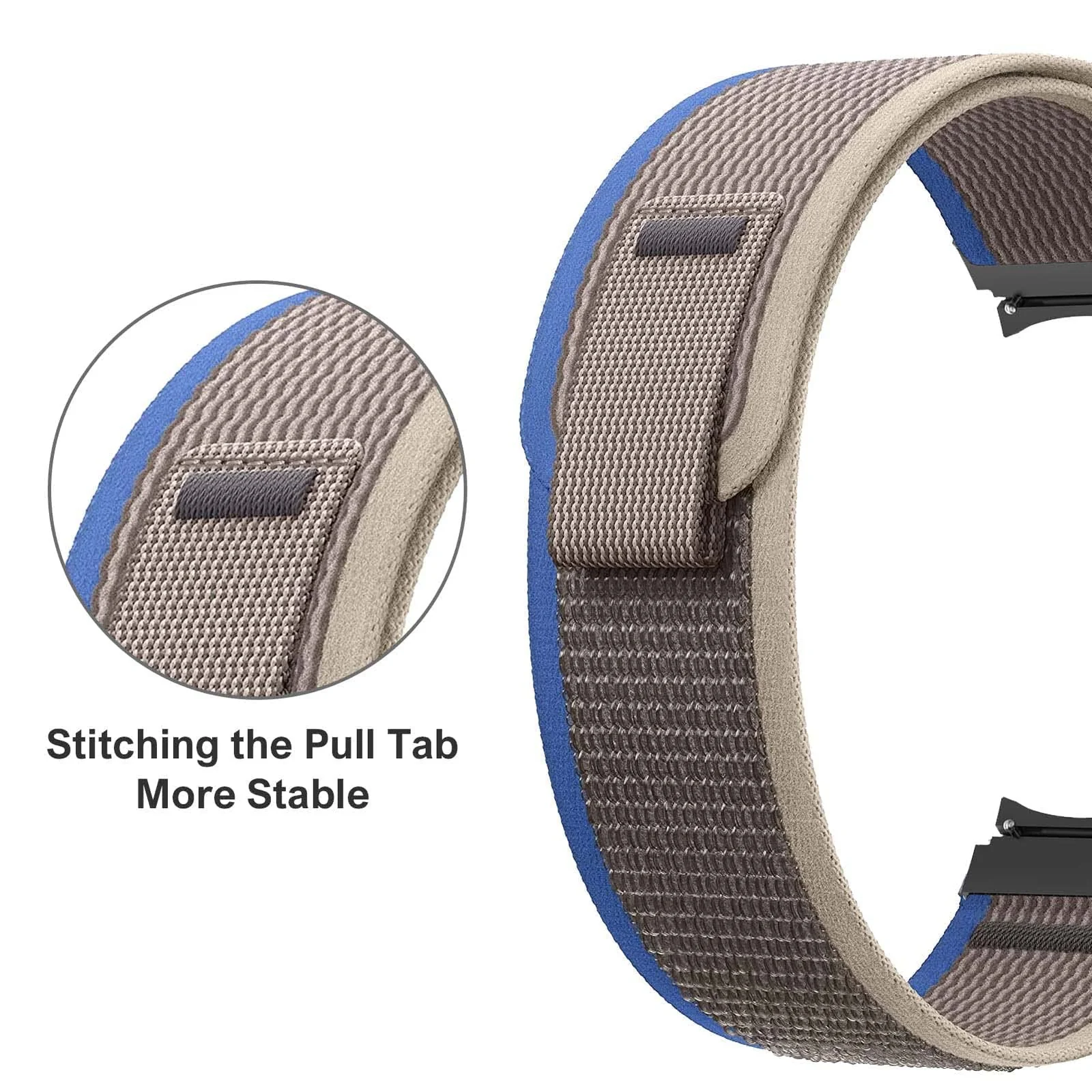 DL3 Mobilak No-Gap Nylon Watch Bands Compatible with Samsung Galaxy Watch 6 5 4 Band 40mm 44mm/Watch 5 Pro Band 45mm/Watch 6 4 Classic Band 42mm 43mm 46mm 47mm, Alpine Loop Woven Sport Strap Men Women - Blue Grey
