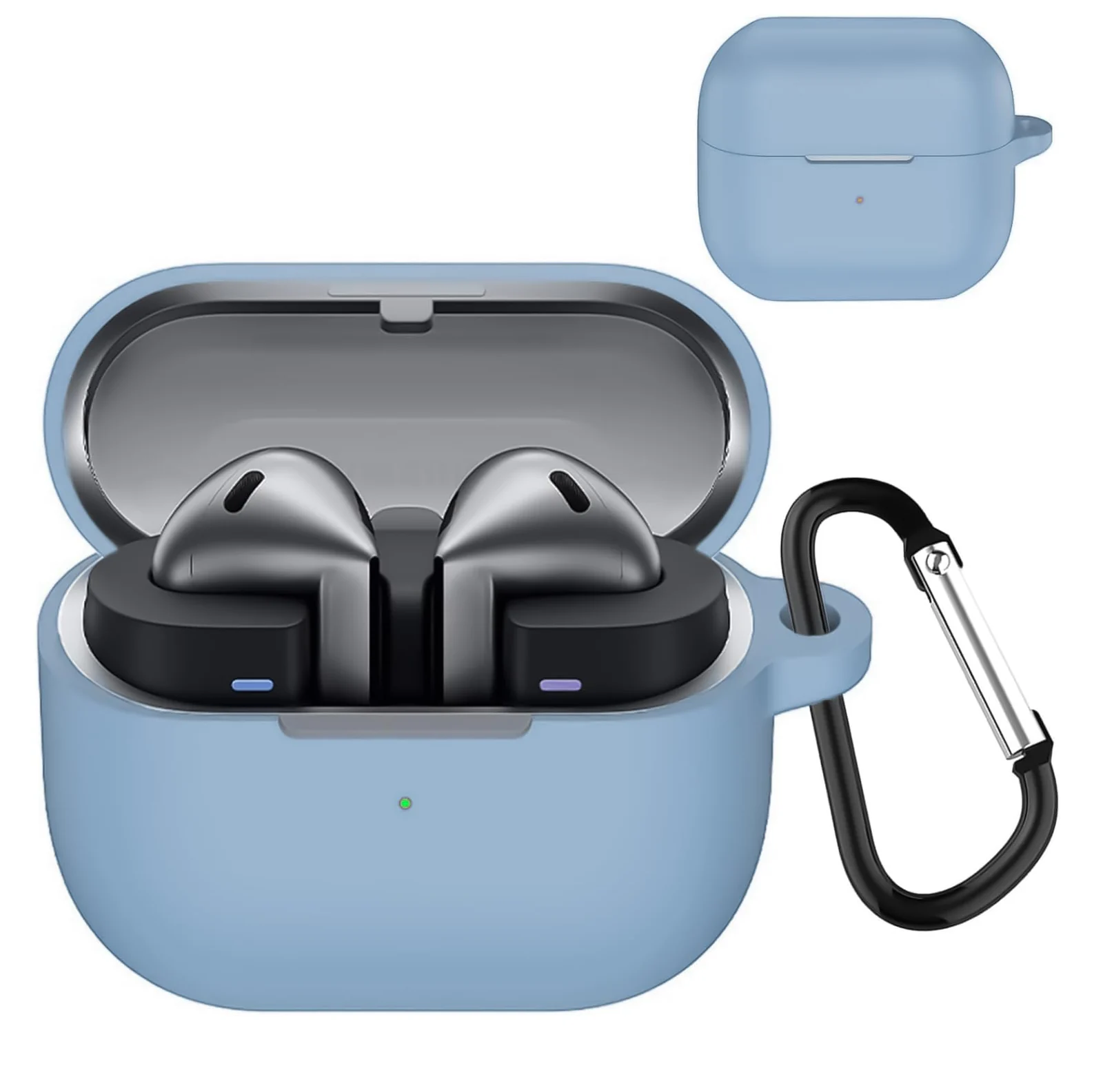 DL3 Mobilak Compatible with Samsung Galaxy Buds 3 Pro/Buds 3 Case Cover, Soft Silicone Shockproof Protective Case Wireless Earbuds with Carabiner, Front LED Visible
