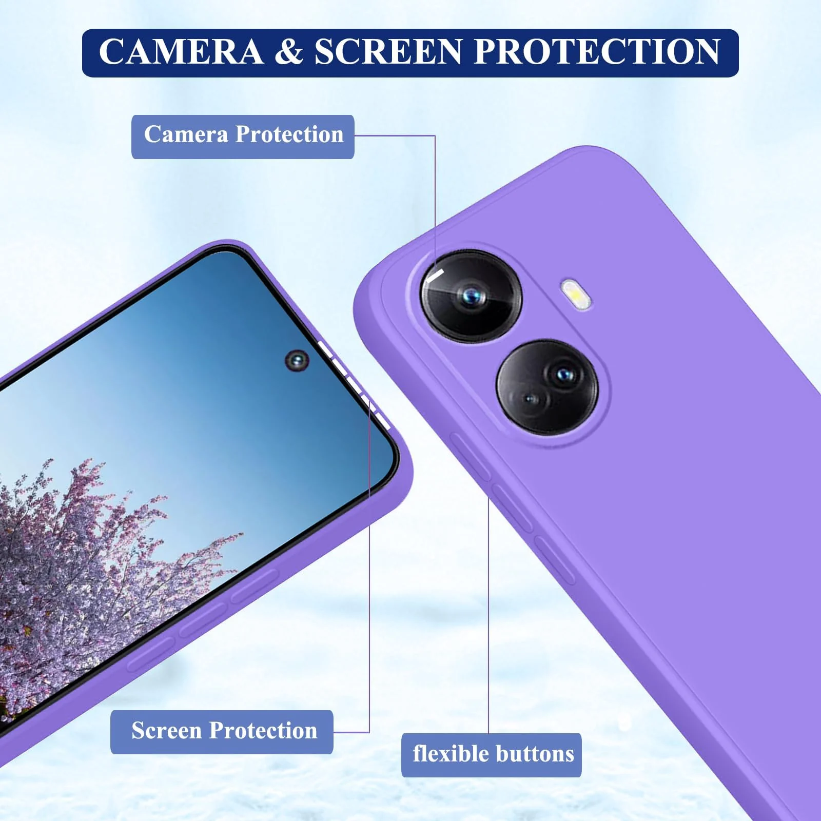 DL3 Mobilak Soft Silicone Protective Case for realme 10 pro plus with Microfiber Lining and Shockproof Design - Light Purple