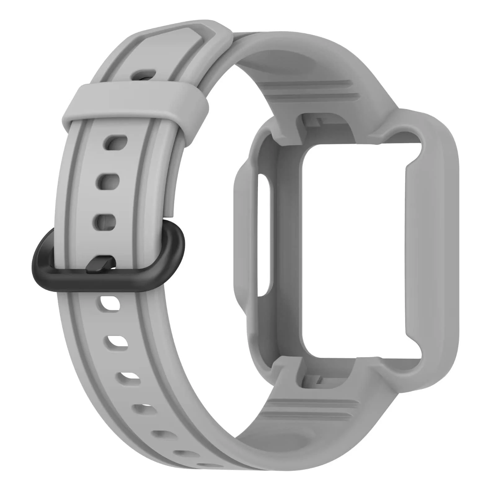 DL3 MOBILAK Replacement Wrist Band Compatible with Xiaomi MI Watch Lite/Redmi Watch 2 Lite/Poco Watch/Redmi Watch 2/Horloge 2, Adjustable Soft Silicone Wrist Strap with Cover - Grey