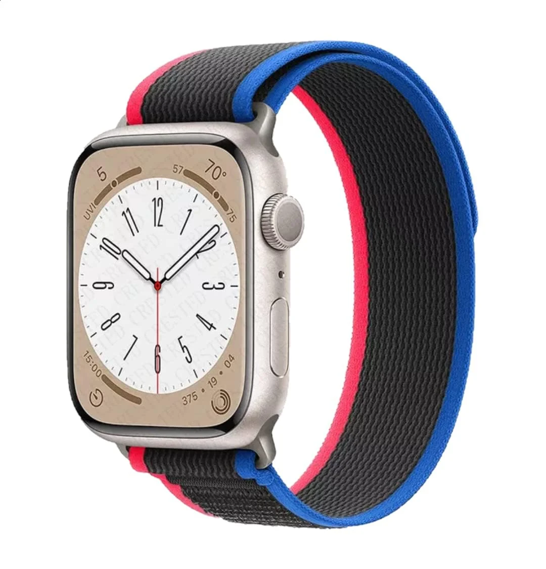 DL3 Mobilak Alpine Loop Nylon Strap Compatible with Apple Watch Band 38mm 40mm 41mm Men Women, Rugged Alpine Loop Nylon Sport Bands with Titanium C-Hook Stap for iWatch Series SE2 SE 9 8 7 6 5 4 3 2 1 - Trail Blue Red
