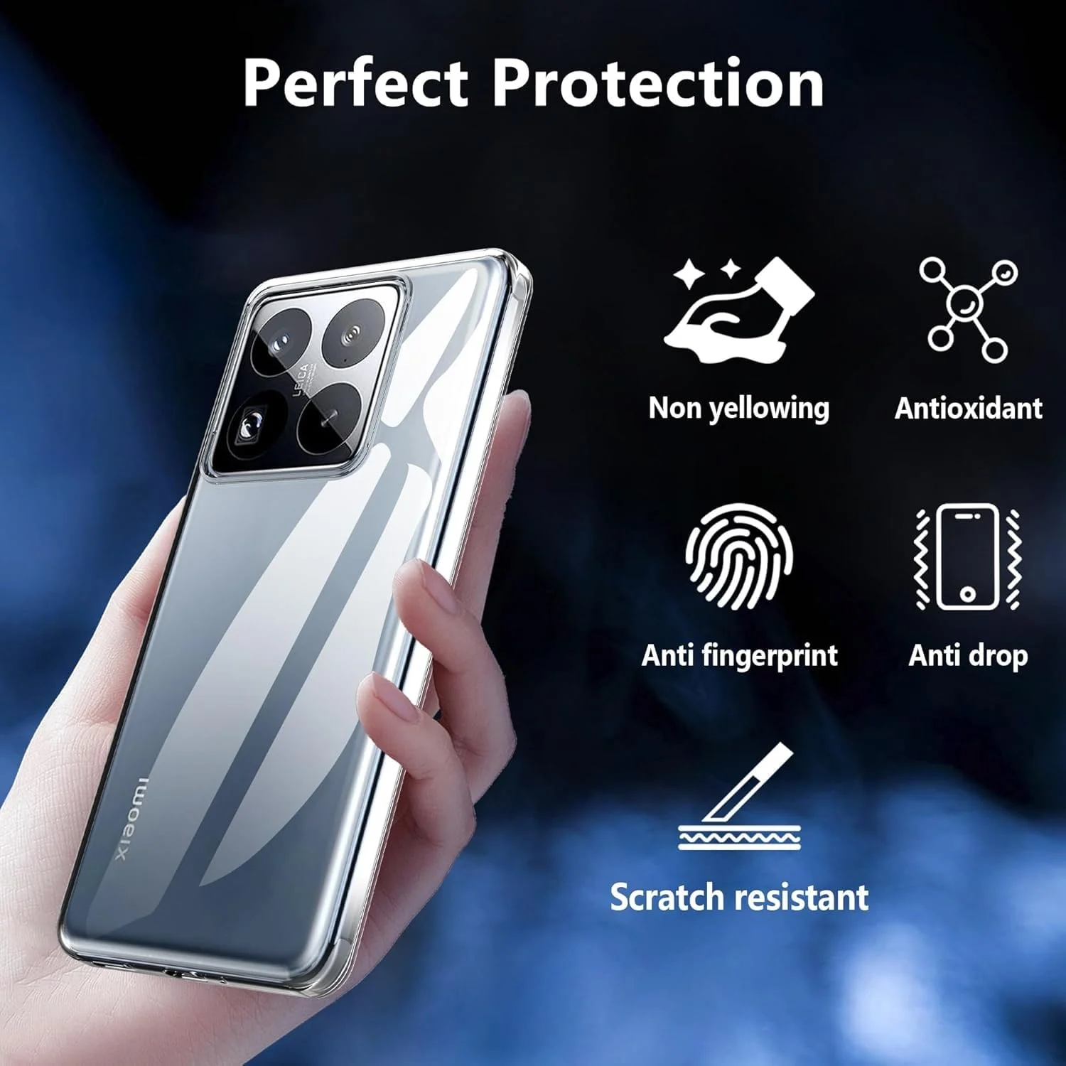 DL3 Mobilak Protective Case Compatible with Xiaomi 15 Pro Cover, Mobile Phone Case Thin Soft Silicone Anti-Yellow Protective Case - Clear
