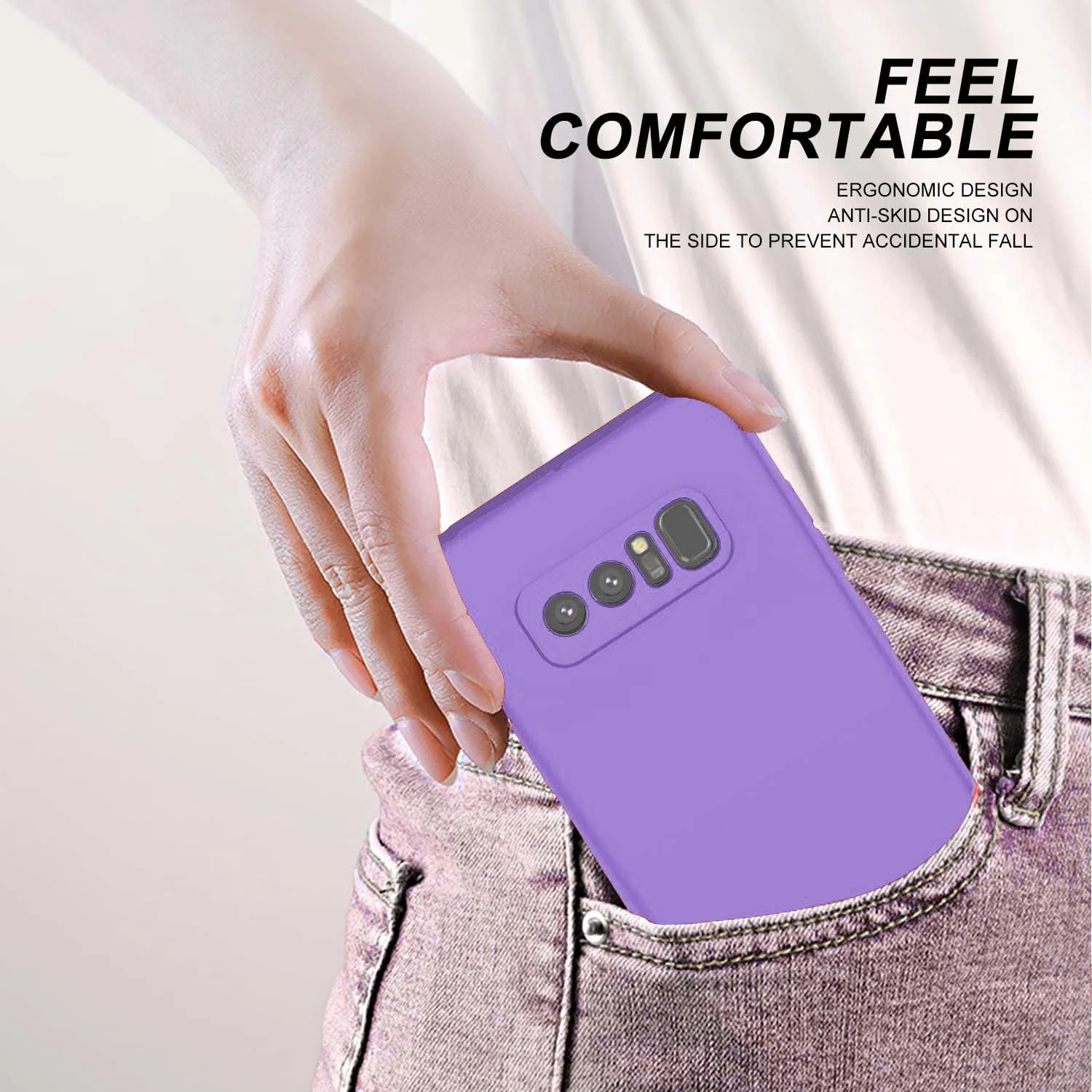 DL3 Mobilak Liquid Silicone Case for Samsung Galaxy Note 8, Shock-absorbing protection, Scratch-resistant surface, Soft microfiber lining - Purple