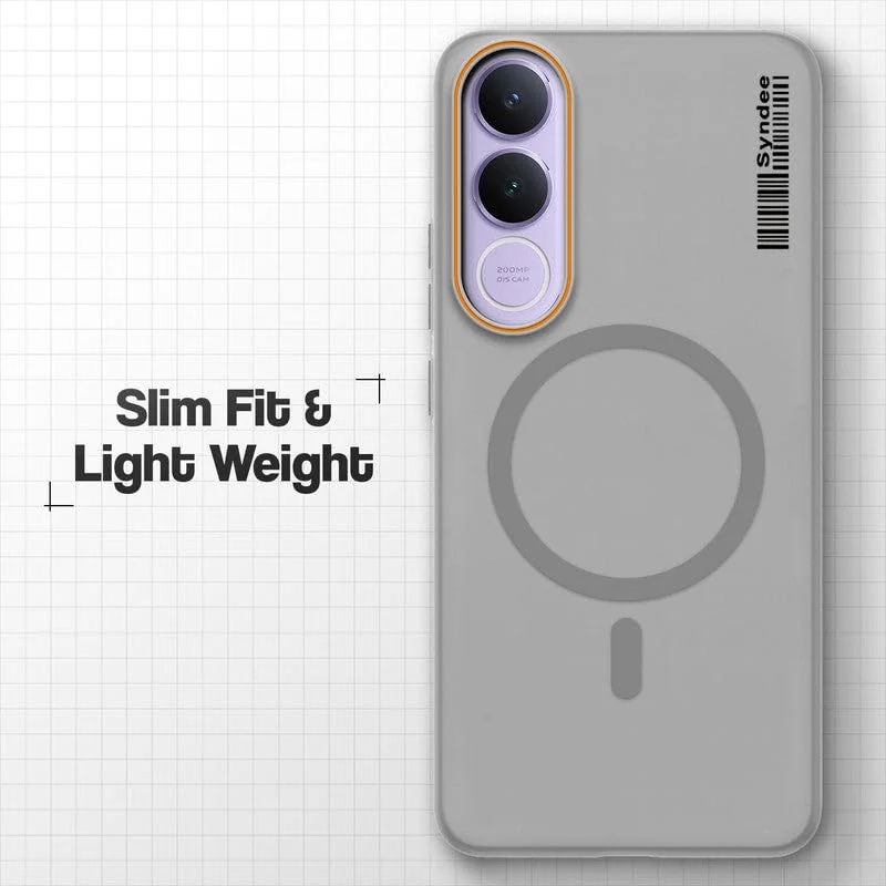 DL3 Mobilak Translucent Matte Case for vivo V70 FE, Compatible with MagSafe accessories, Shock-absorbing protection, Integrated ring holder - Gray
