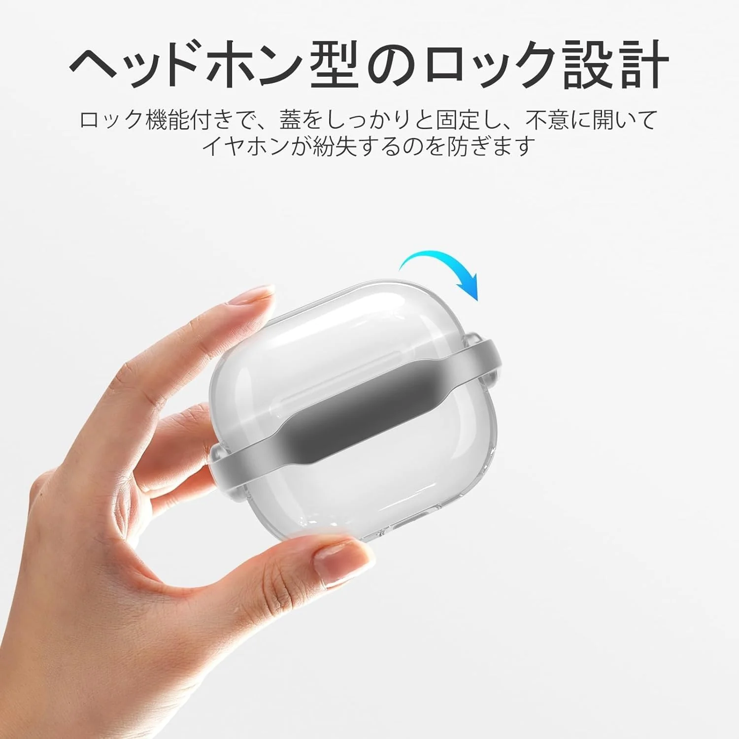 DL3 Mobilak Case for Apple AirPods 4 [With Closure Lid] [Front LED Visible] [With Wrist Strap] Skin Case Compatible with AirPods 4(2024) - Clear Gray