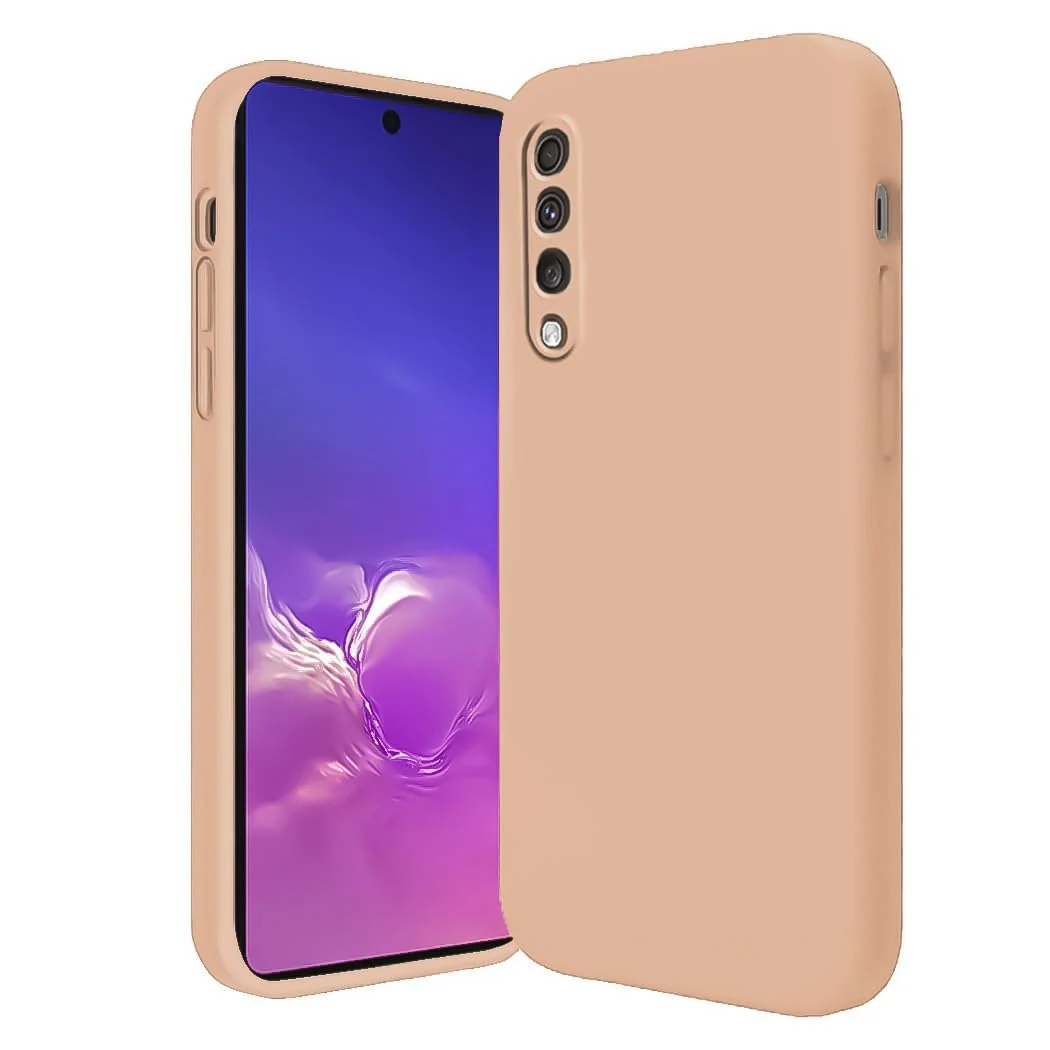 DL3 Mobilak Silicone Protective Case for Samsung Galaxy A70 / A70s, Shock-absorbing protection, Scratch-resistant surface, Soft microfiber lining - Light Orange