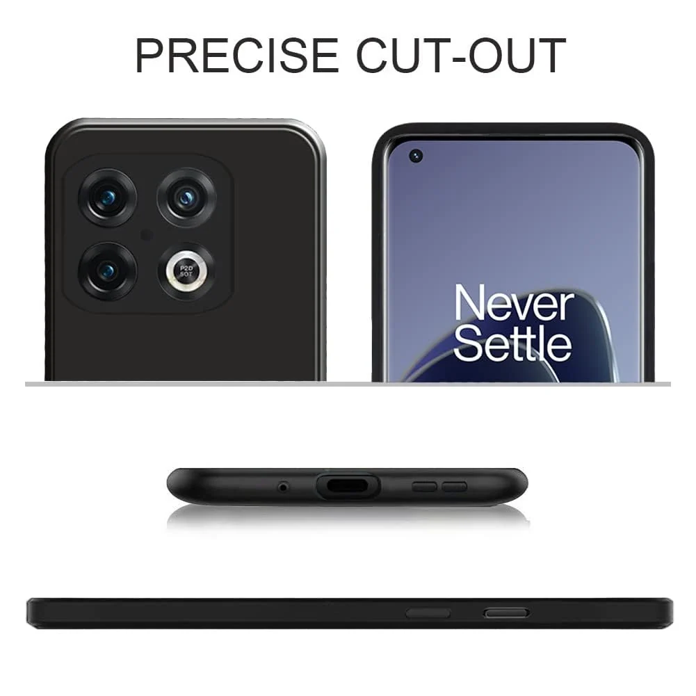 DL3 Mobilak Soft Silicone Protective Case for OnePlus 10 Pro with Microfiber Lining and Shockproof Design - Black