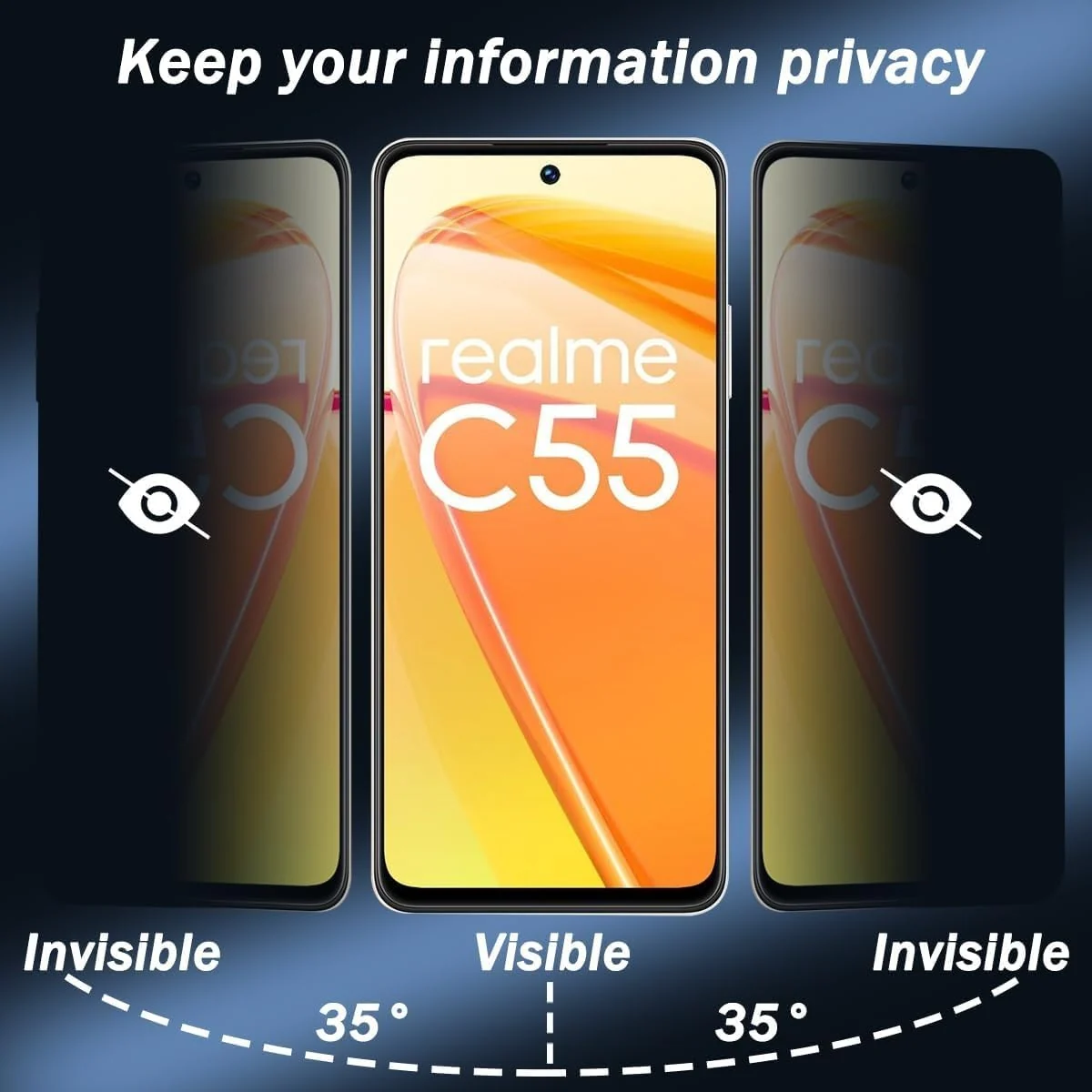 DL3 Mobilak Privacy Full Glass Screen Protector For realme C55 - Black