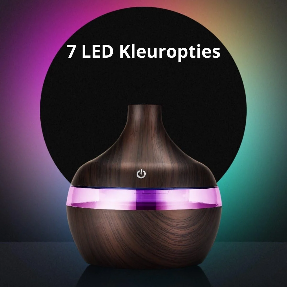 Mobigon Wood Cool Mist Ultrasonic Humidifier for Room Moisture, Aroma Diffuser for Home, 300ml Essential Oil Diffuser with 7 Colorful Night Light, Auto Shut-Off, Home, Office, car - D. Dark Brown
