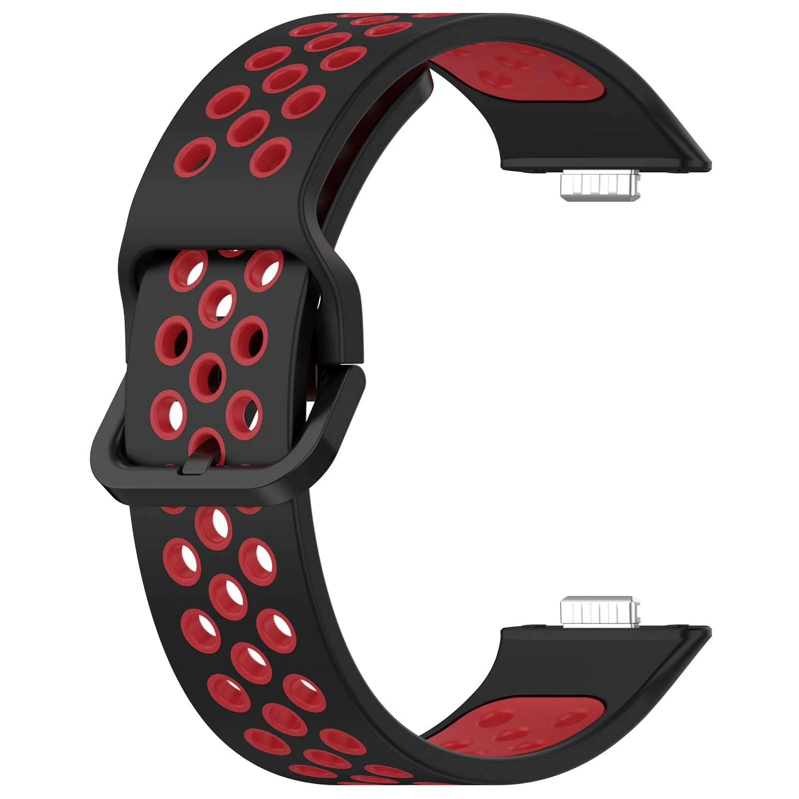 DL3 Mobilak Silicone Strap for Huawei Watch Fit 3, [Breathable] Soft Silicone Sport Wristband Bracelet Replacement Strap, Two-tone Strap, Adjustable Design, for Huawei Watch Fit3 - Black Red