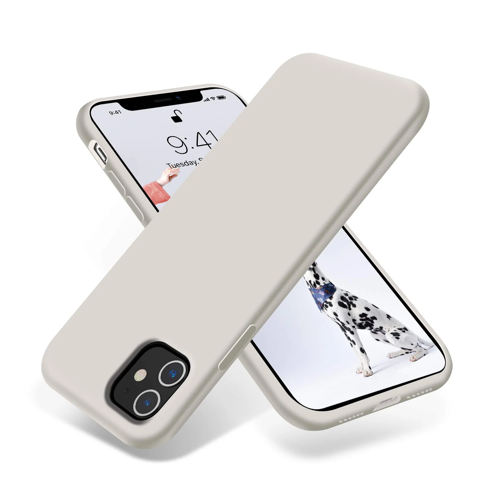 DL3 Mobilak Liquid Silicone Protective Case for iPhone 11 (6.1 Inch) with Camera Protection and Microfiber Lining - Stone