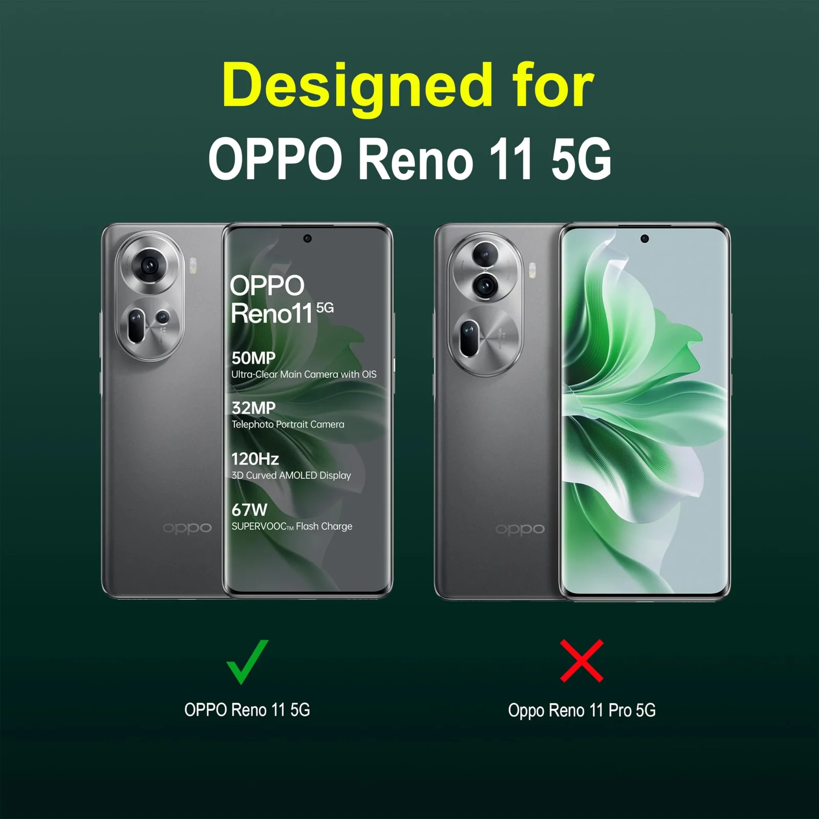 DL3 Mobilak Silicone Case for OPPO Reno 11 5G Heavy Duty Protective [Slim Fit] Shockproof Soft Flexible Protective Design Shock-Absorption TPU Cover With Camera Protection - Green