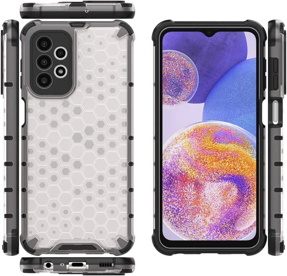 DL3 Mobilak Honeycomb Protective Case for Samsung Galaxy A23 5G / 4G, Shock-absorbing protection, Transparent design, Slim, lightweight profile - Clear