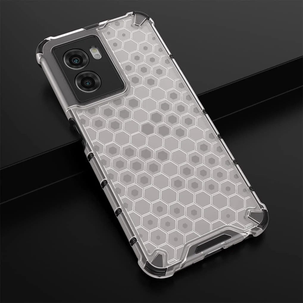 DL3 Mobilak Honeycomb Protective Case for OPPO A77 5G / A57 5G / OnePlus Nord N300, Shock-absorbing protection, Transparent design, Slim, lightweight profile - Clear