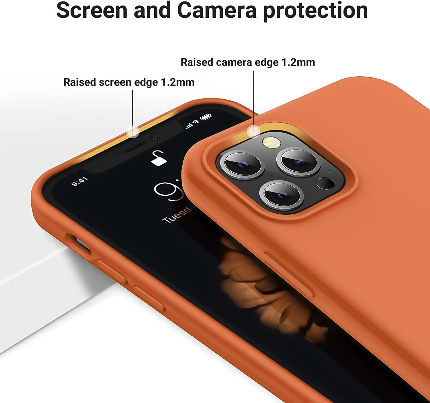 DL3 Mobilak Compatible with iPhone 12 Pro Max (6.7 Inch) Case, Liquid Silicone Case, Full Body Protective Cover, Shockproof, Slim Phone Case, Anti-Scratch Soft Microfiber Lining - Orange