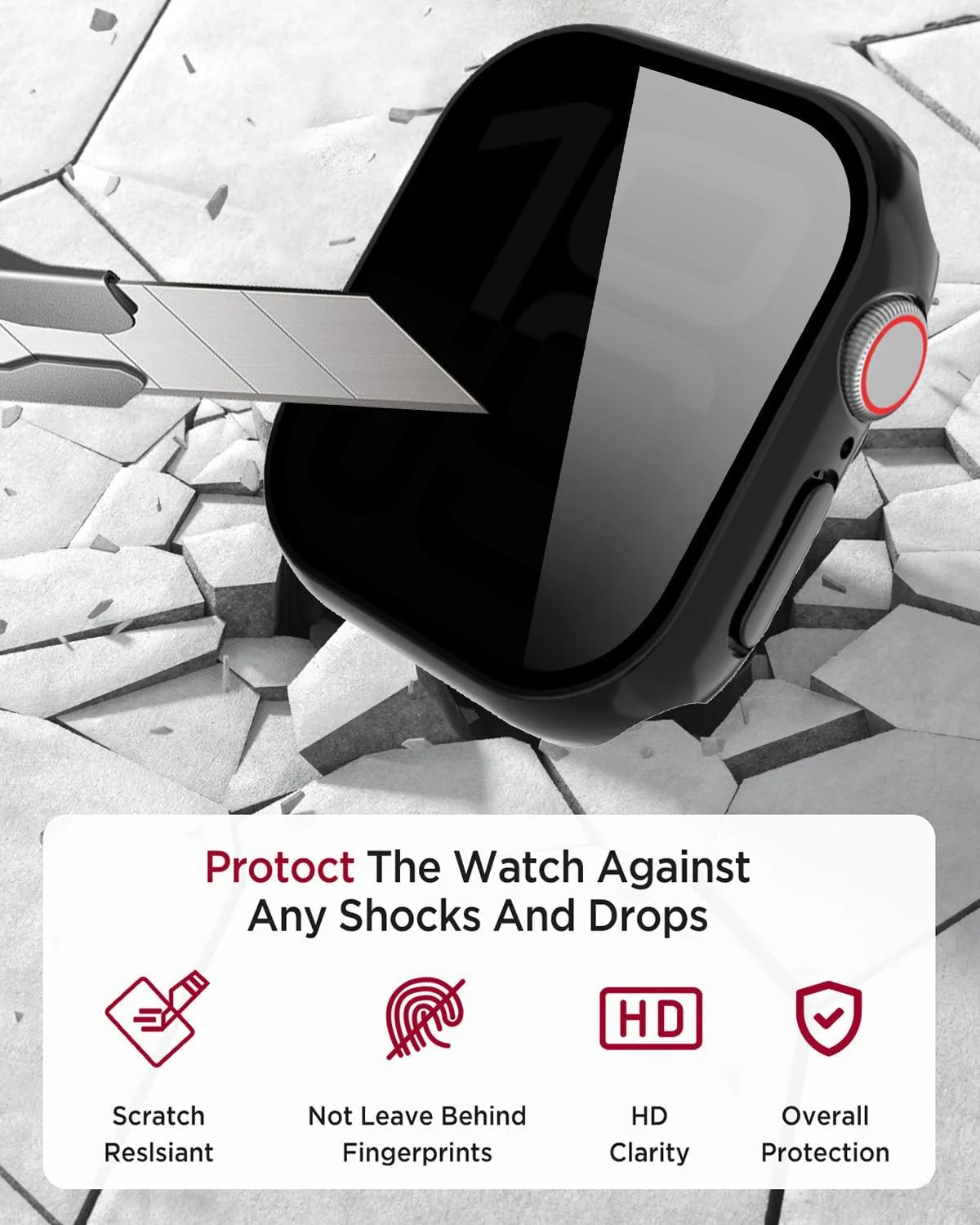 DL3 Mobilak Privacy Case for Apple Watch Series 11/10 46mm Screen Protector, Anti-Spy Tempered Glass Film Apple Watch Cover Hard PC Case Bumper for iWatch 46 mm iWatch Series 11 10 - Black