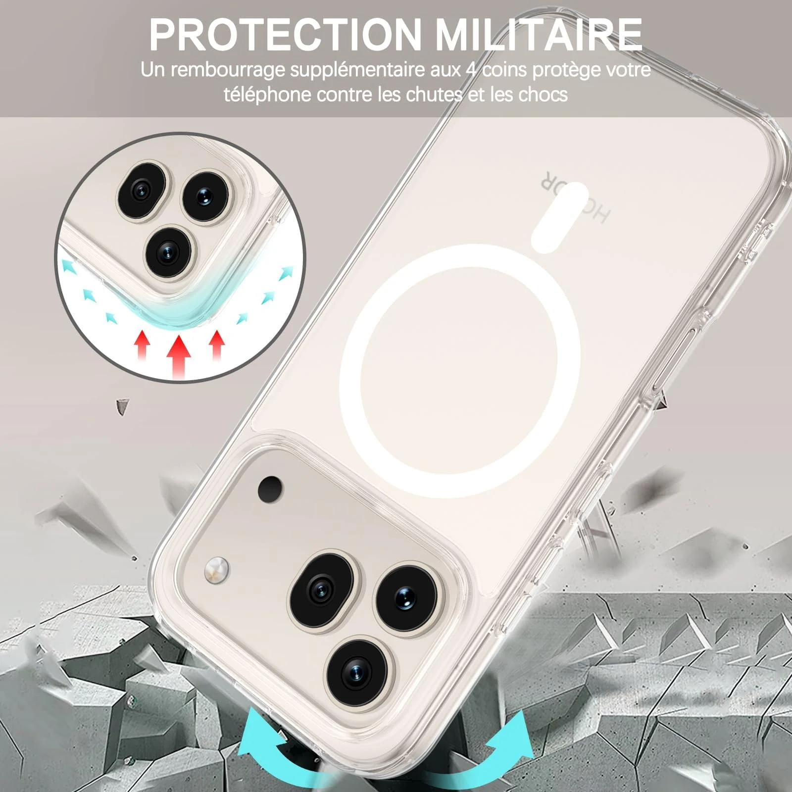 MOBIGON Slim Magnetic MagSafe-Compatible Phone Case for HONOR 600 Pro 5G, Clear