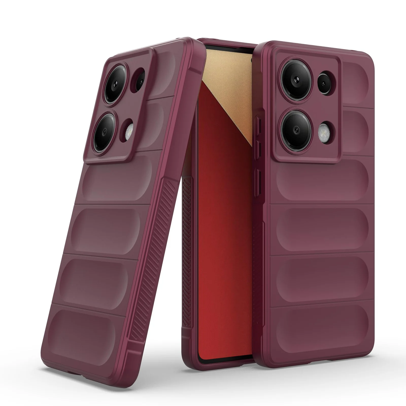 DL3 Mobilak Silicone Case for Xiaomi Redmi Note 13 Pro 4G/Poco M6 Pro 4G Heavy Duty Protective Shockproof Soft Flexible Protective Design Shock-TPU Cover With Camera Protection - Wine Red