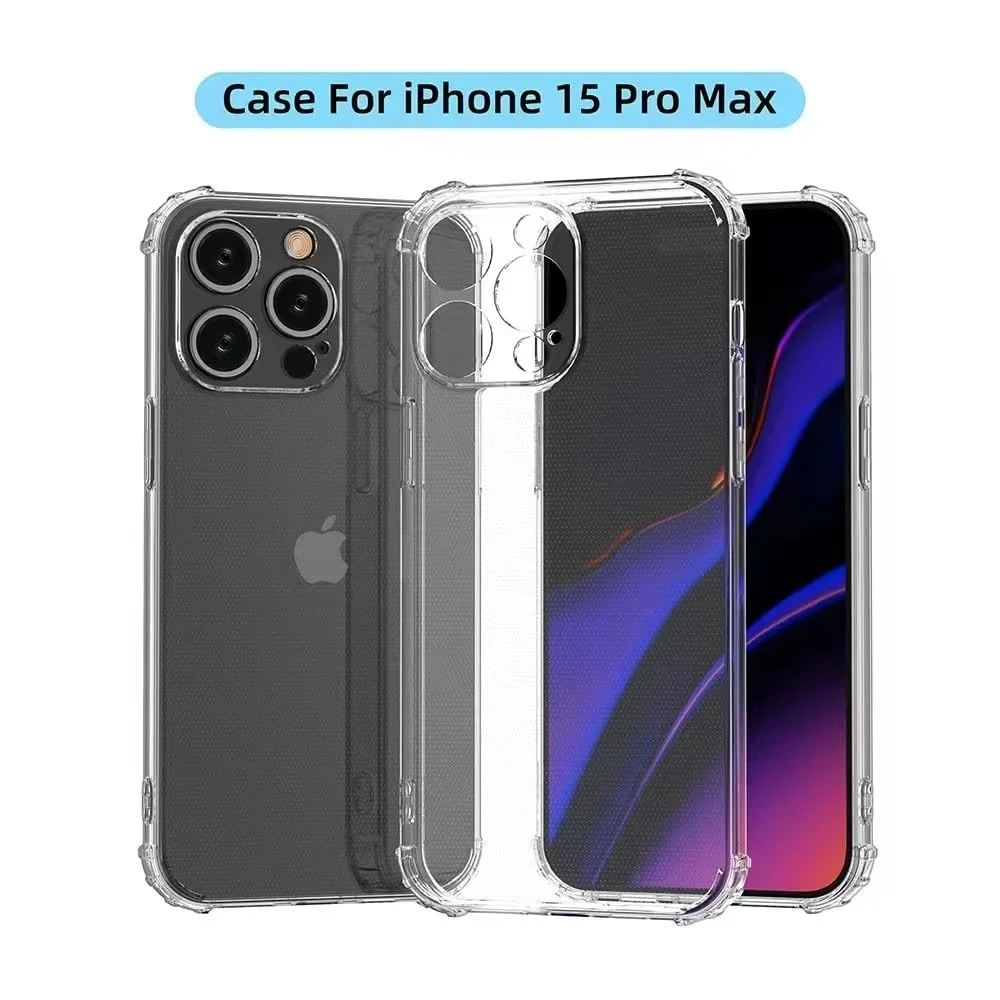DL3 MOBILAK Case Compatible with iPhone 15 Pro Max Camera, Cover Silicone Transparent TPU Gorilla Anti-shock Shockproof Corners - Clear