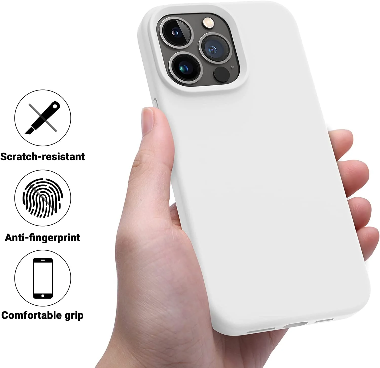DL3 Mobilak Liquid Silicone Case for iPhone 11 Pro (5.8 Inch), Shock-absorbing protection, Scratch-resistant surface, Soft microfiber lining - White