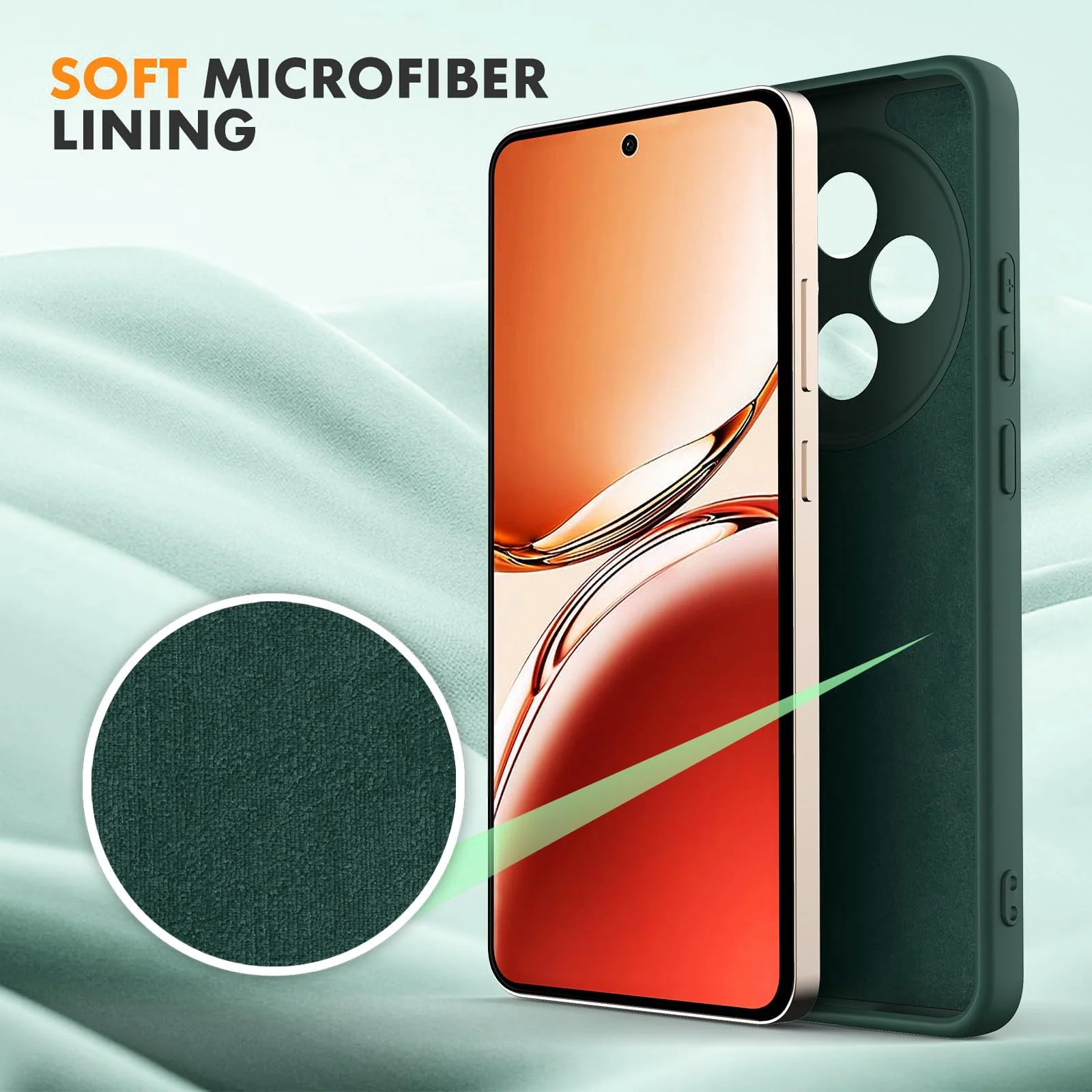 DL3 Mobilak Liquid Silicone Protective Case for OPPO Reno 12F with Camera Protection and Microfiber Lining - Green