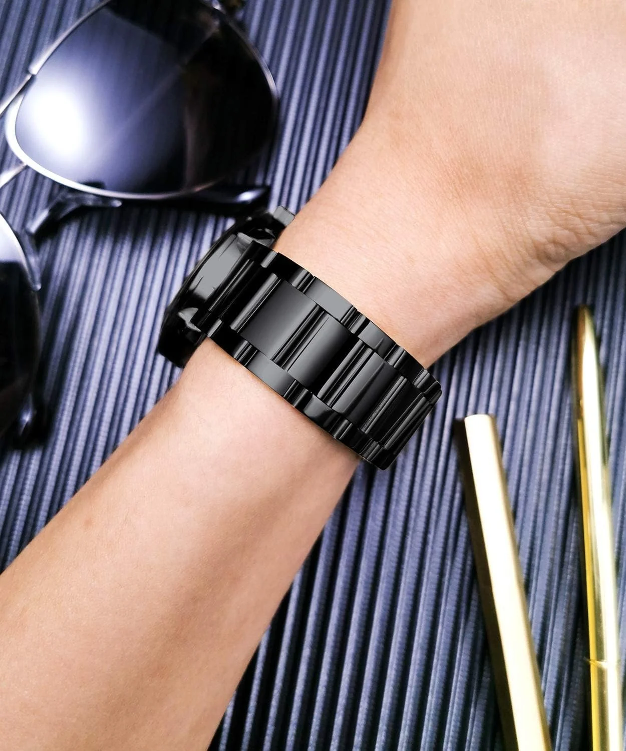 DL3 Mobilak Strap Metal 22MM Bands For Samsung galaxy watch3 45mm /galaxy 46mm/Gear S3/Huawei watch GT3 46MM/GT2E/GT2 Pro/GT GT2 46MM/Magic Watch2 46mm/Amazfit GTR 2/2e/3/3pro/4 - A.Black