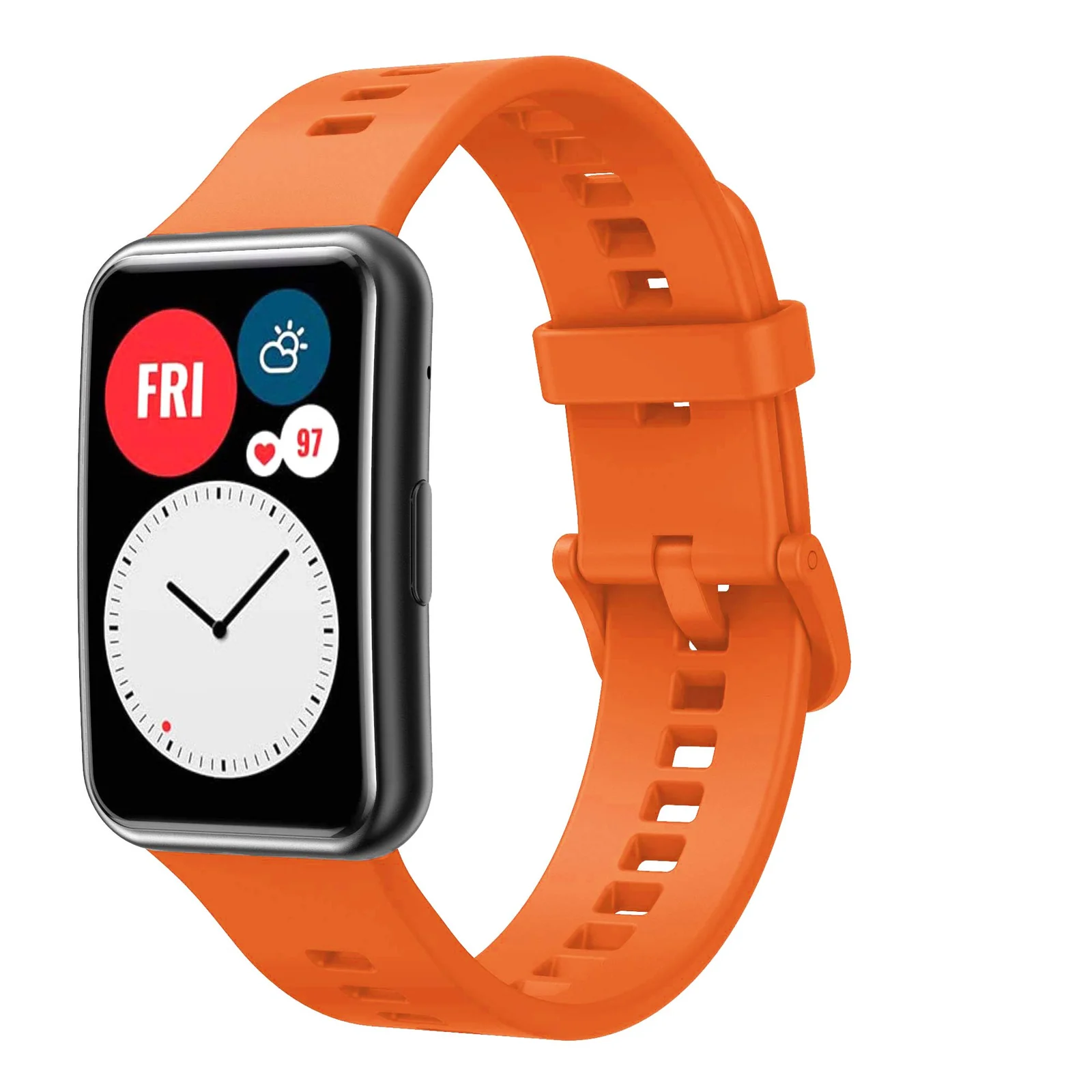 DL3 Mobilak Silicone Strap for Huawei Watch Fit, Soft Band Ultra-Light Waterproof Durable Adjustable Replacement Wristband - Orange