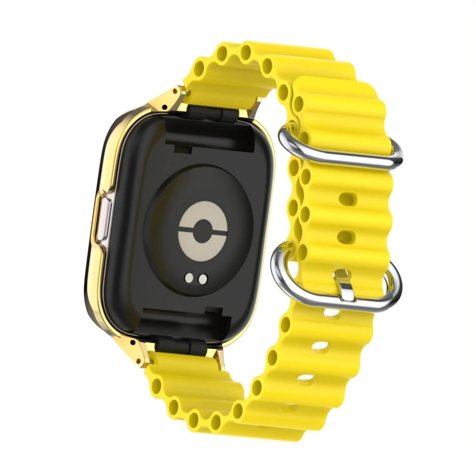 DL3 Mobilak Ocean Strap Compatible with Xiaomi Redmi Watch 3, Adjustable Silicone Strap with Metal Buckle, Band With Frame Metal Women Men Replacement Strap - Yellow