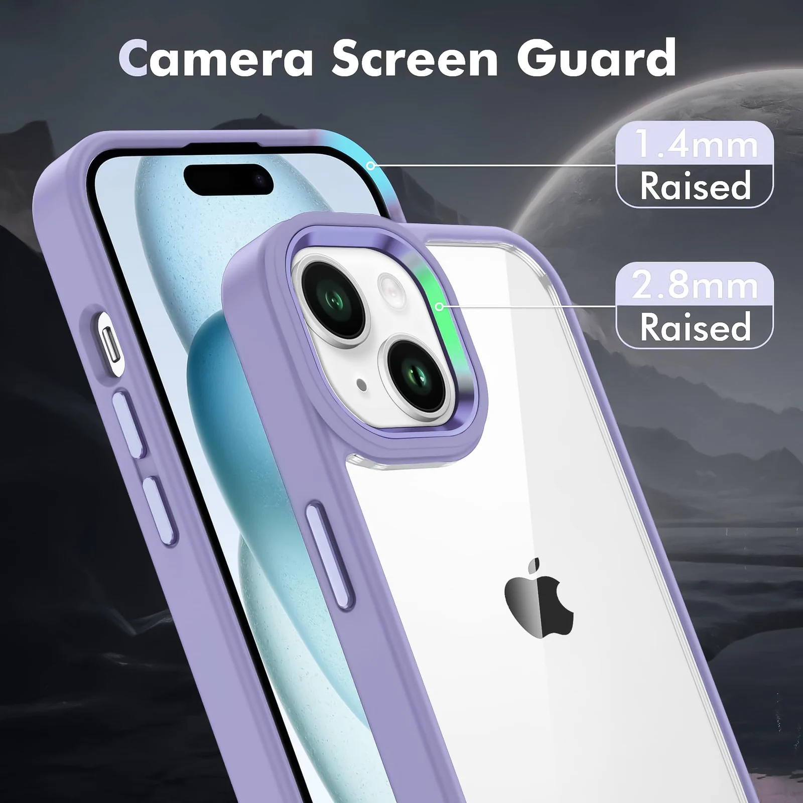 DL3 Mobilak Case Compatible With iPhone 13/iPhone 14 6.1-Inch, Clear Case Shockproof Hard PC +Soft Silicone [Not Yellowing] Transparent Protective Slim Case Phone - A. Purple