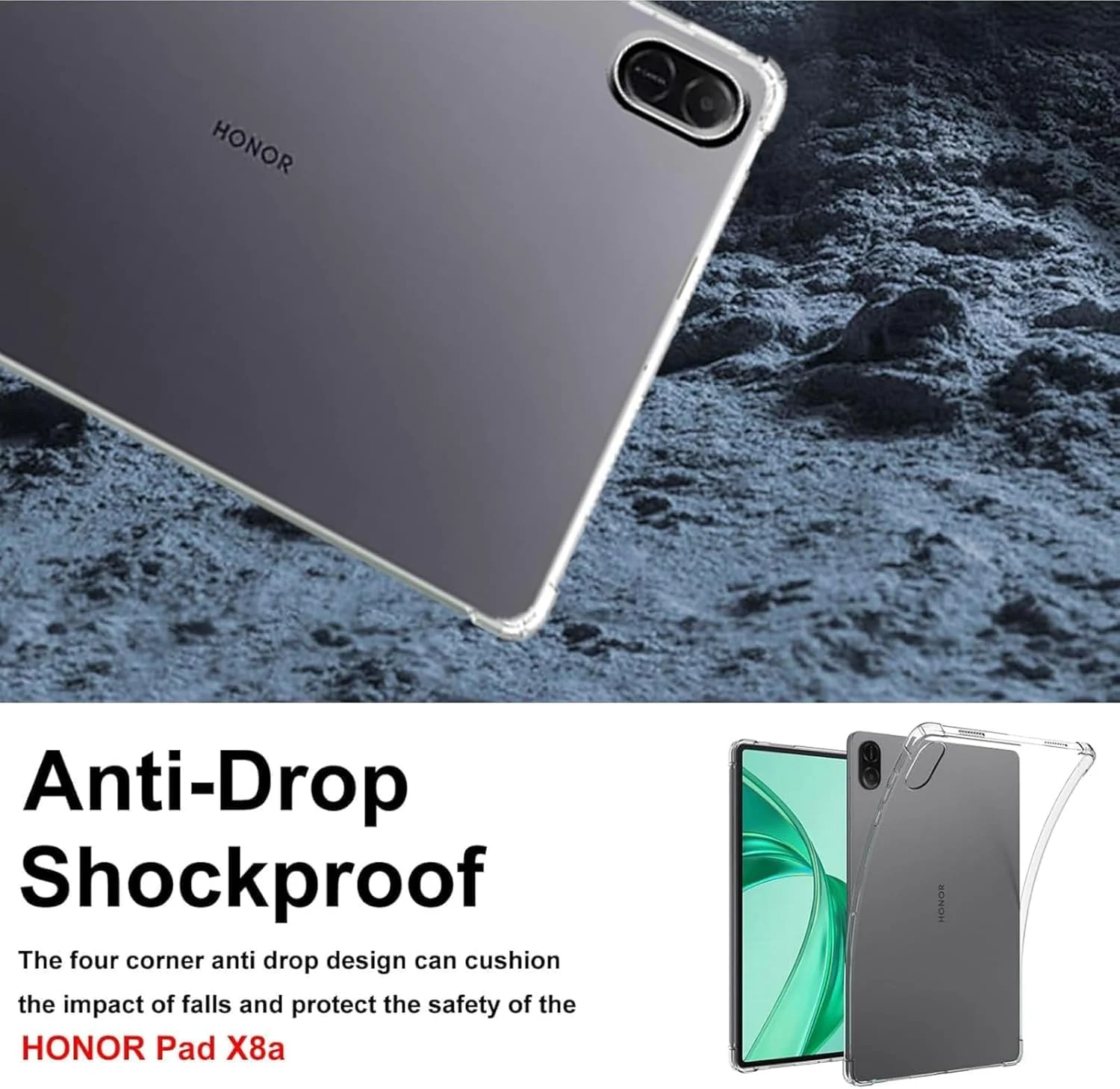 "DL3 Mobilak Case For Honor Pad X8a 11"" 2024, Ultra Thin Silicone Shockproof Back Shell HD TPU Protective Cover - Clear"