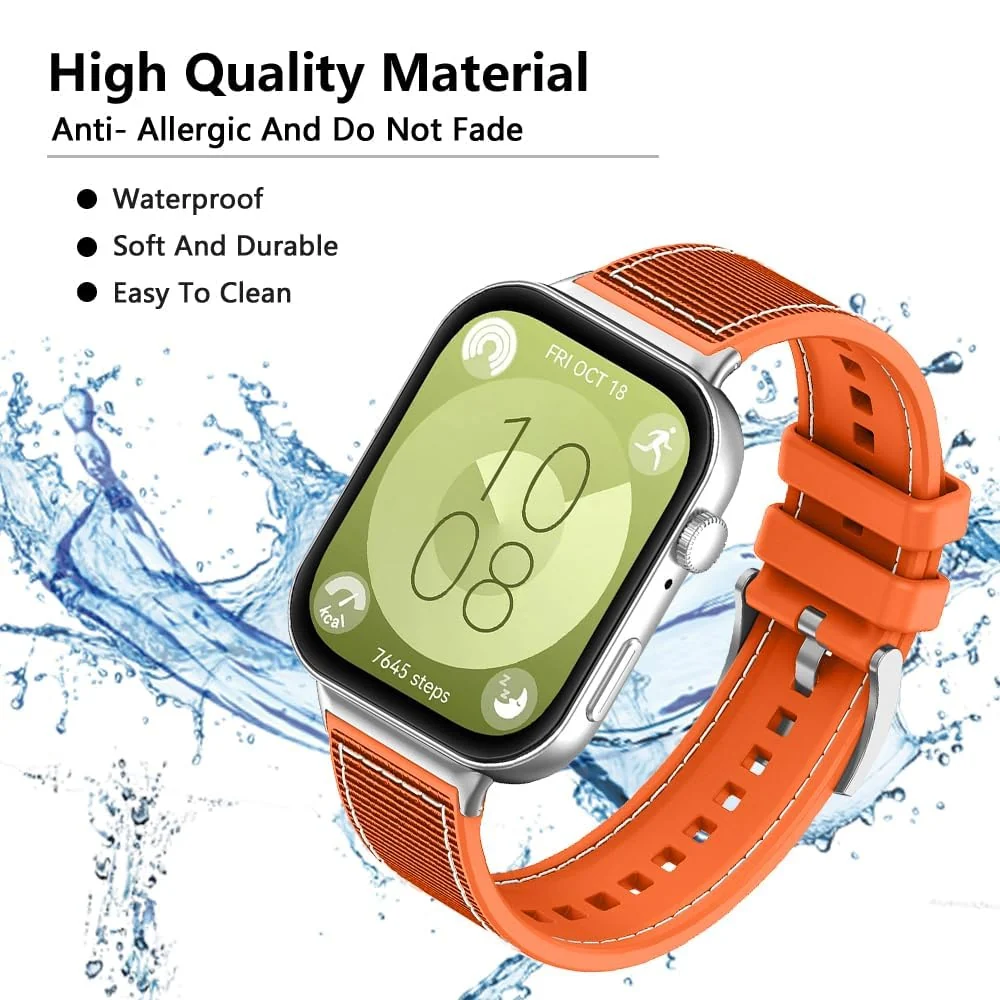 DL3 Mobilak Sport Silicone Nylon Band Designed for Huawei Watch Fit 2 for Men Women, Waterproof Soft Replacement Strap for Huawei Watch Fit2 - Orange