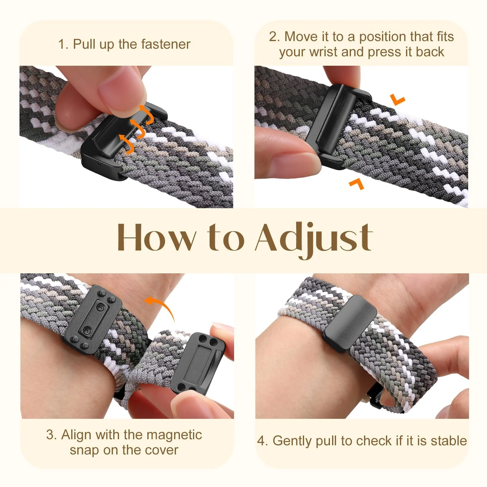 DL3 Mobilak 22mm Magnetic Band for Redmi Watch 5 Active/5 Lite/Samsung Galaxy Watch 3 45mm/Watch 46mm/Gear S3/Huawei watch GT6 GT5 46MM/GT2E/GT6 Pro/GT 5 Pro/Amazfit GTR 4/3, Stretchy Braided Nylon Sport Strap - Gradient Gray