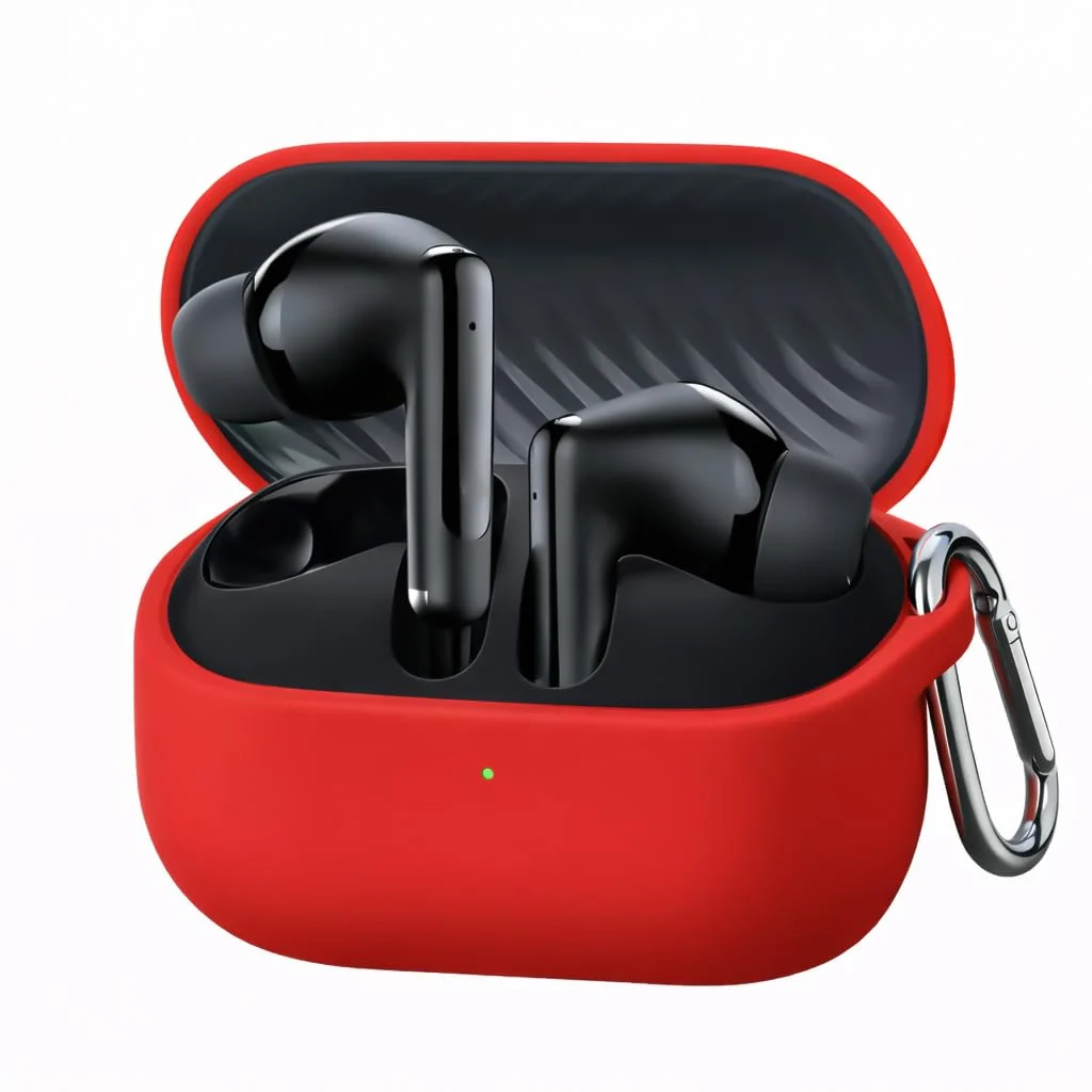 DL3 Mobilak Compatible with Oraimo SpaceBuds Neo OTW‐323 Case Cover, Soft Silicone Shockproof Protective Case Wireless Earbuds with Carabiner, Front LED Visible