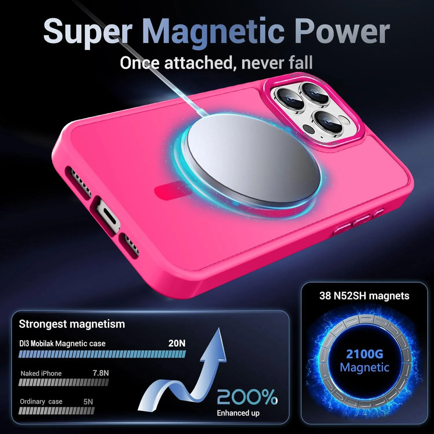 DL3 MOBILAK Protective Phone Case for Apple iPhone 16 Pro Max - Hot Pink
