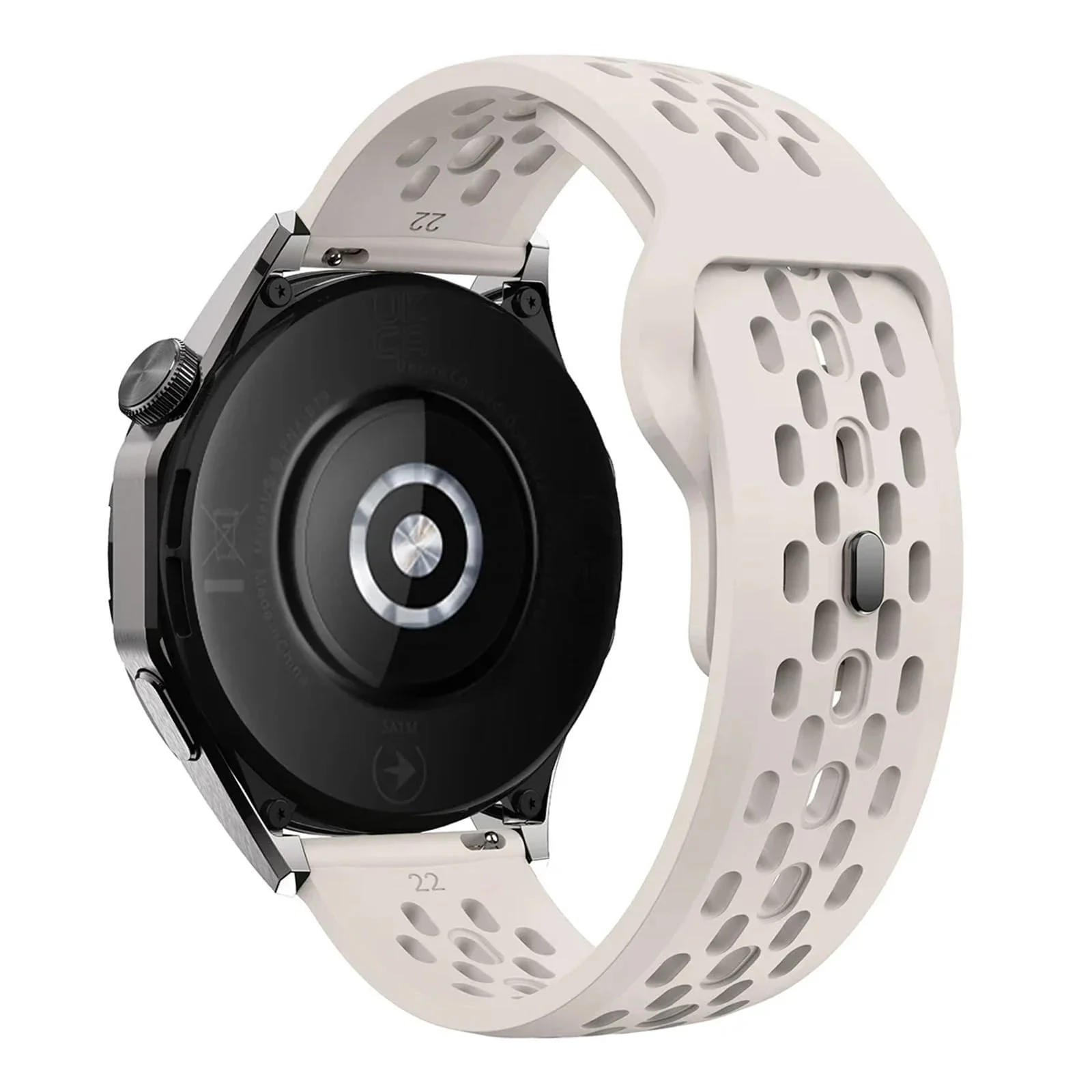 DL3 Mobilak 22mm Breathable Sport Band for Xiaomi Redmi Watch 5 Lite/5 Active/Samsung Galaxy Watch 3 45mm/Watch 46mm/Gear S3/Huawei watch GT6 GT5 GT4 GT3 GT2 (46MM)/GT2E/GT 3 Pro/GT 5 Pro, Soft Silicone Strap - Starlight