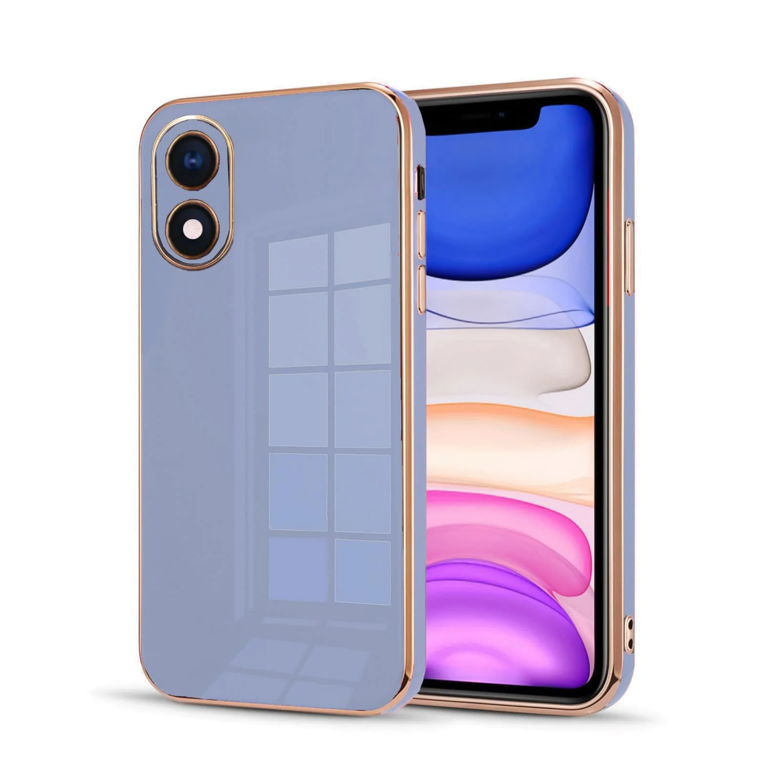 DL3 Mobilak TPU Case with Electroplated Edges for vivo Y02s with Camera Protection and Shockproof Design - Blue