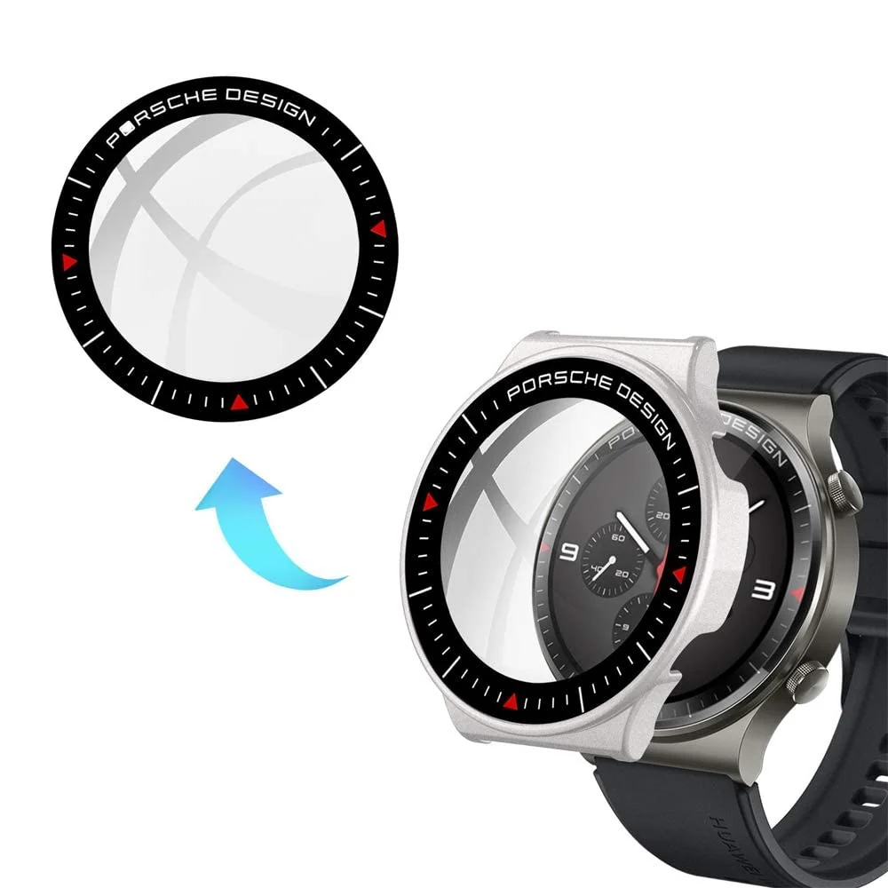 DL3 Mobilak Case Compatible with Huawei Watch GT2 Pro PC Cover with Bezel Tempered Glass Protection, Ultra Thin Full Protection for Huawei Watch GT 2 Pro Protective Case - Silver